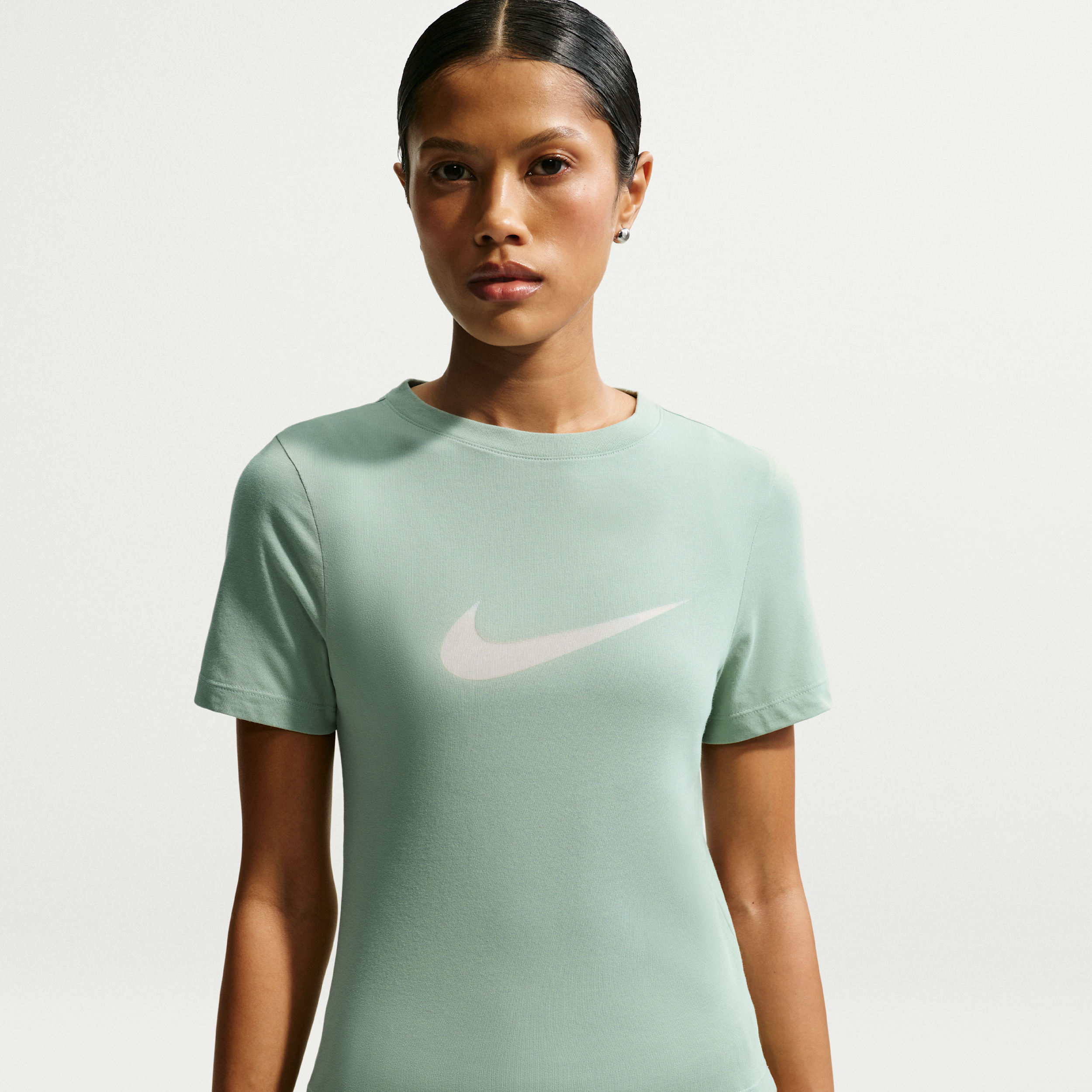 Women's Nike Sportswear Slim Short-Sleeve Burnout Logo Top in Green | IO1516-006