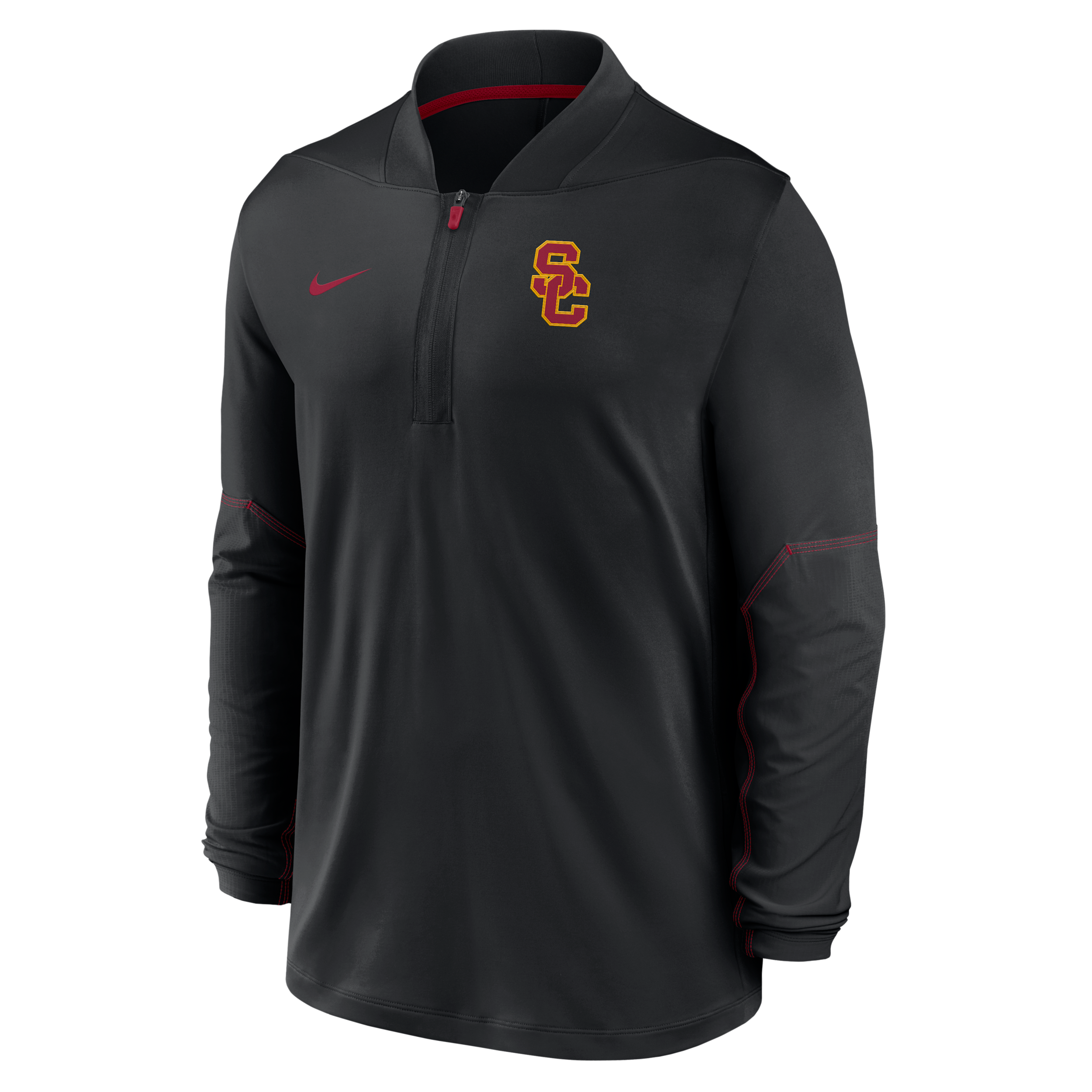 Nike Men's Black Usc Trojans 2026 Sideline Midweight Half-Zip Dri-fit Pullover - Black, Crimson