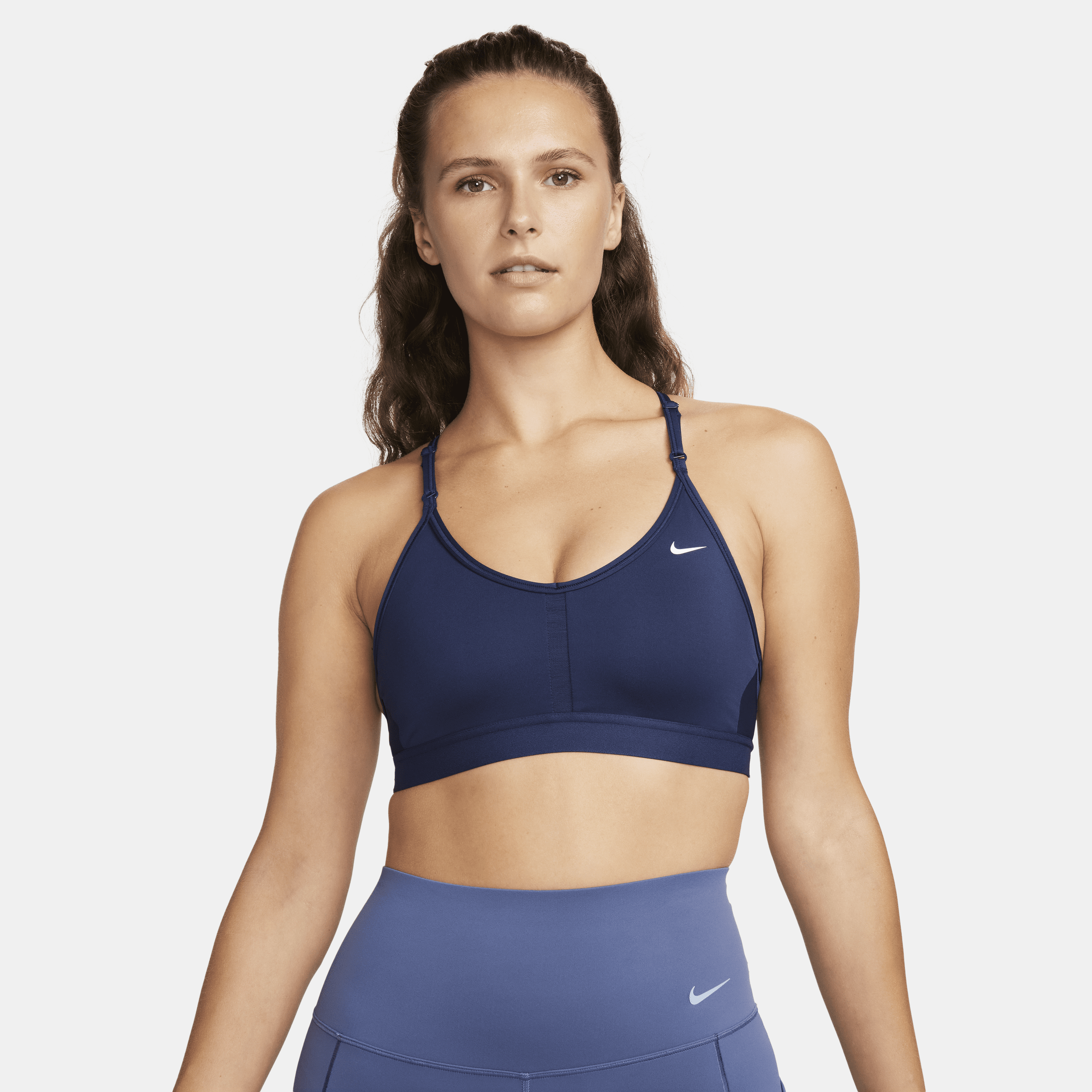 Nike Women's Indy Light-support Padded V-neck Sports Bra In Blue