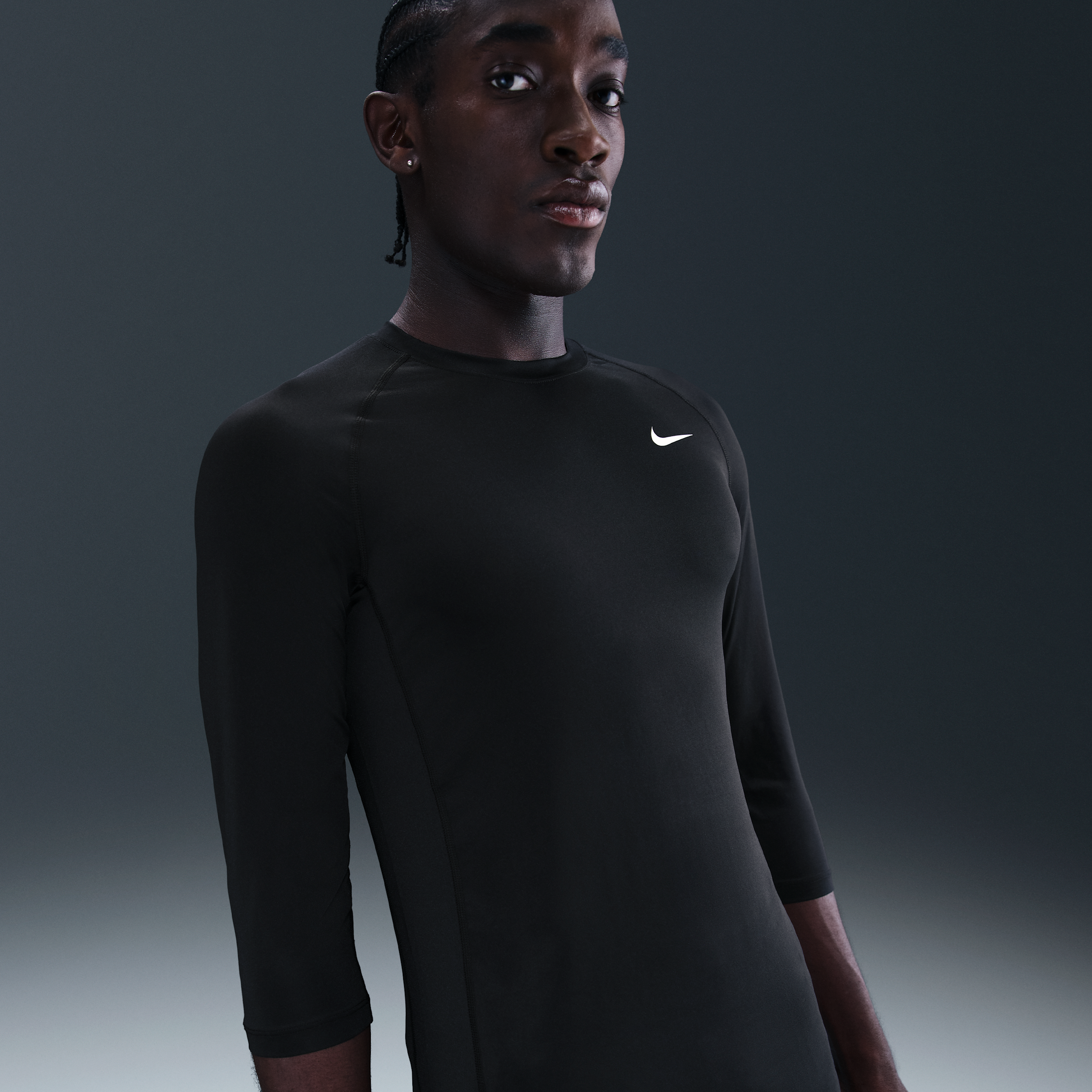 Nike Men's Dri-fit 3/4-sleeve Baseball Top In Black
