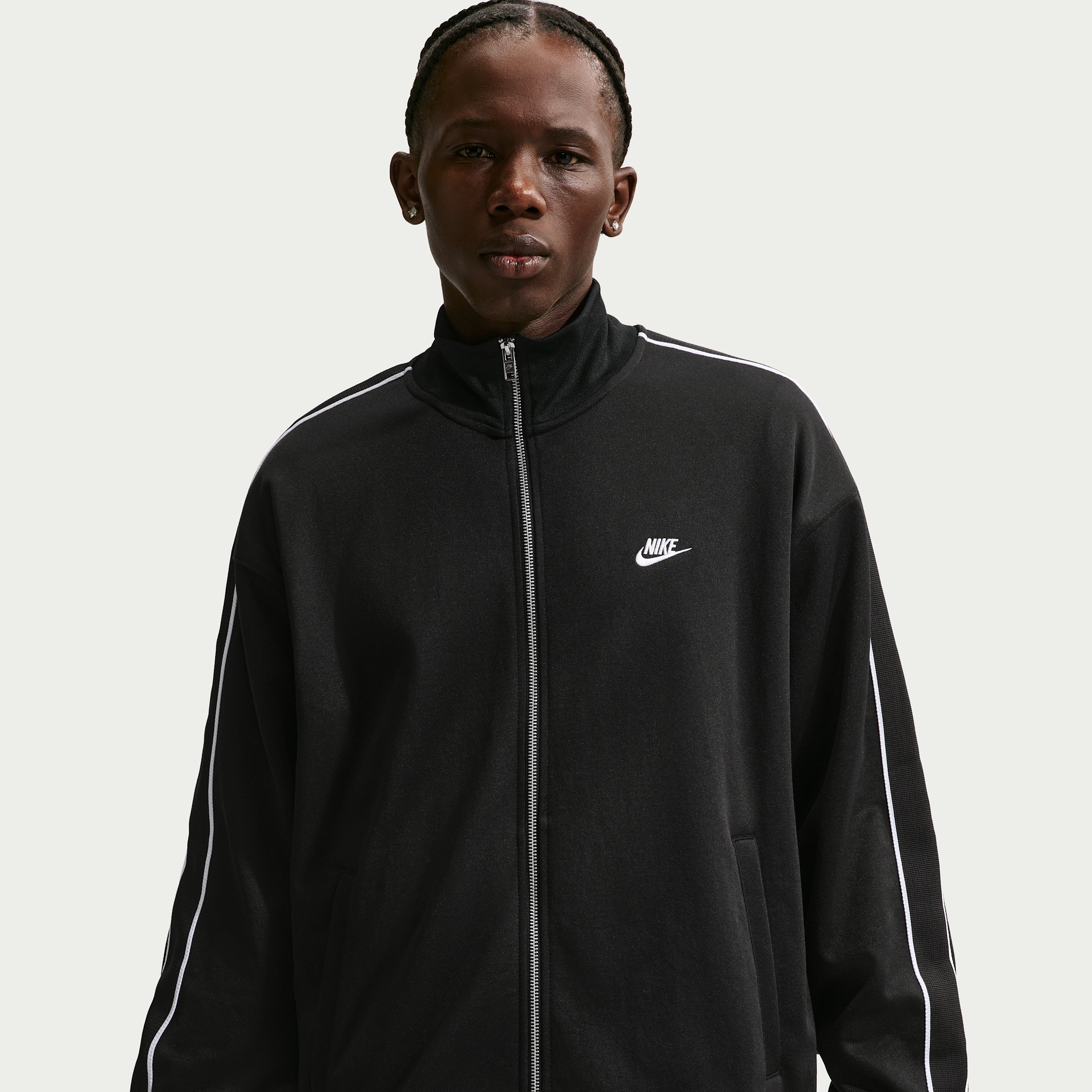 Men's Nike Sportswear Club Oversized Knit Track Jacket in Black | HV1417-010