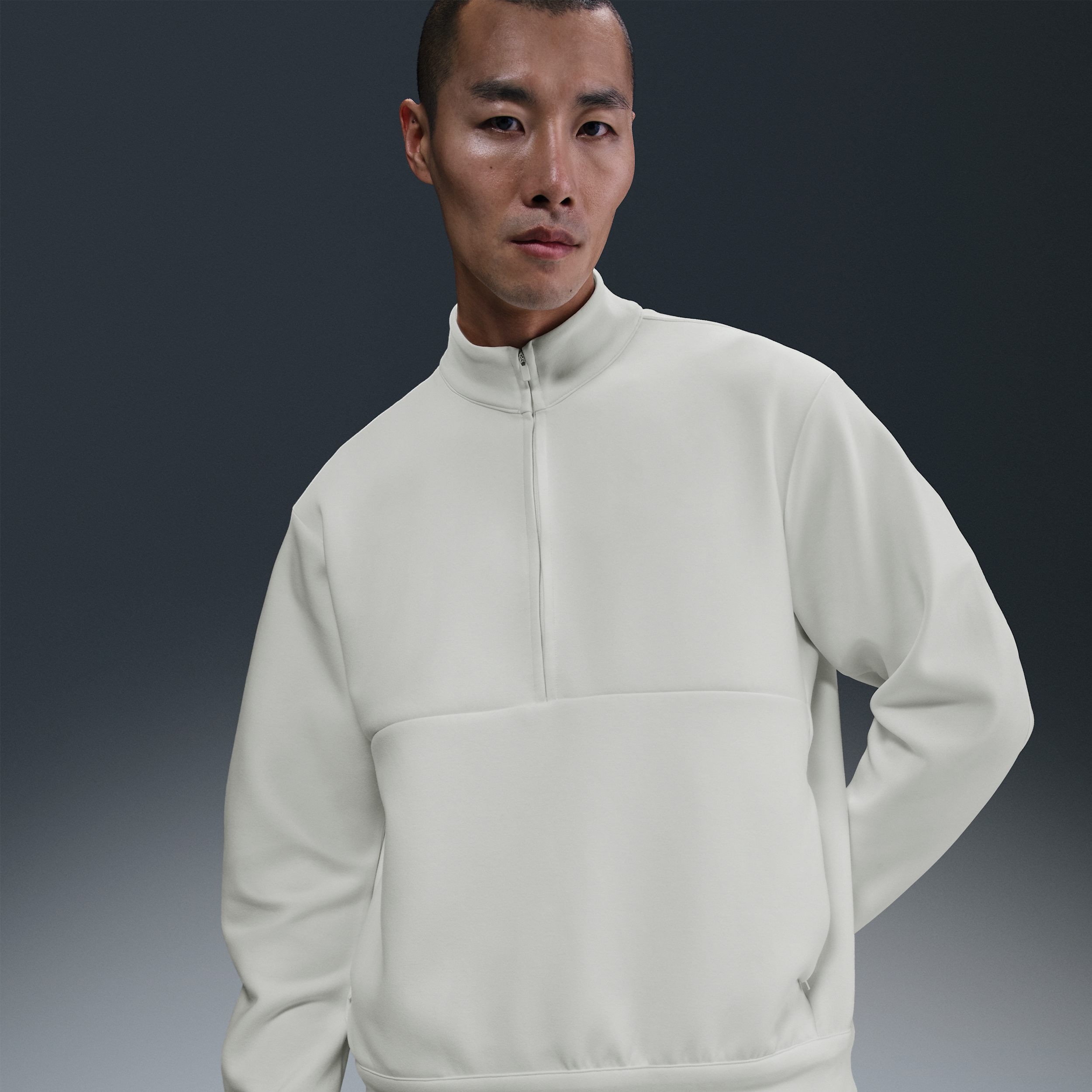 Nike 24.7 Impossiblysoft Dri-fit Half Zip Sweatshirt In White