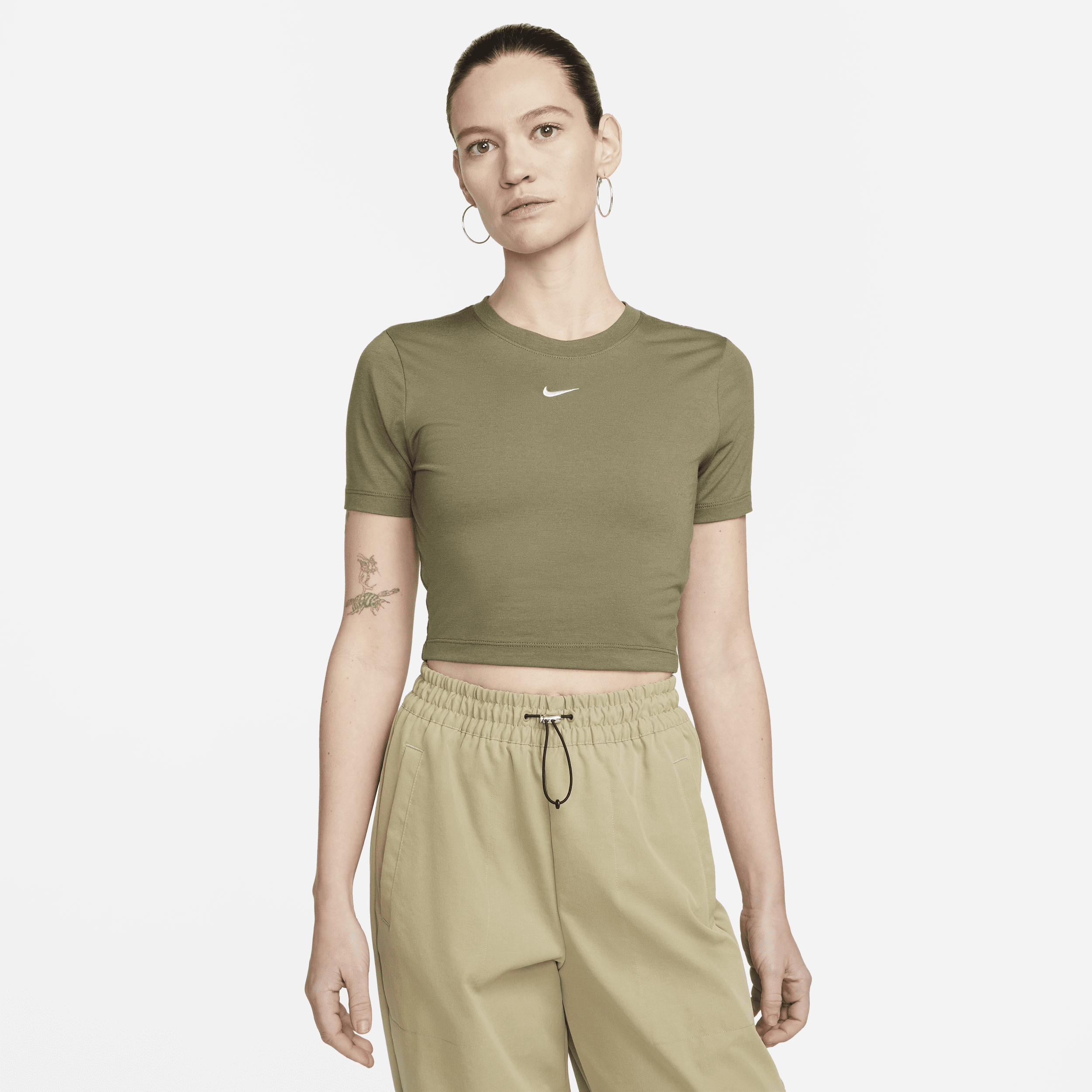 Nike Women's  Sportswear Essential Slim-fit Crop T-shirt In Green
