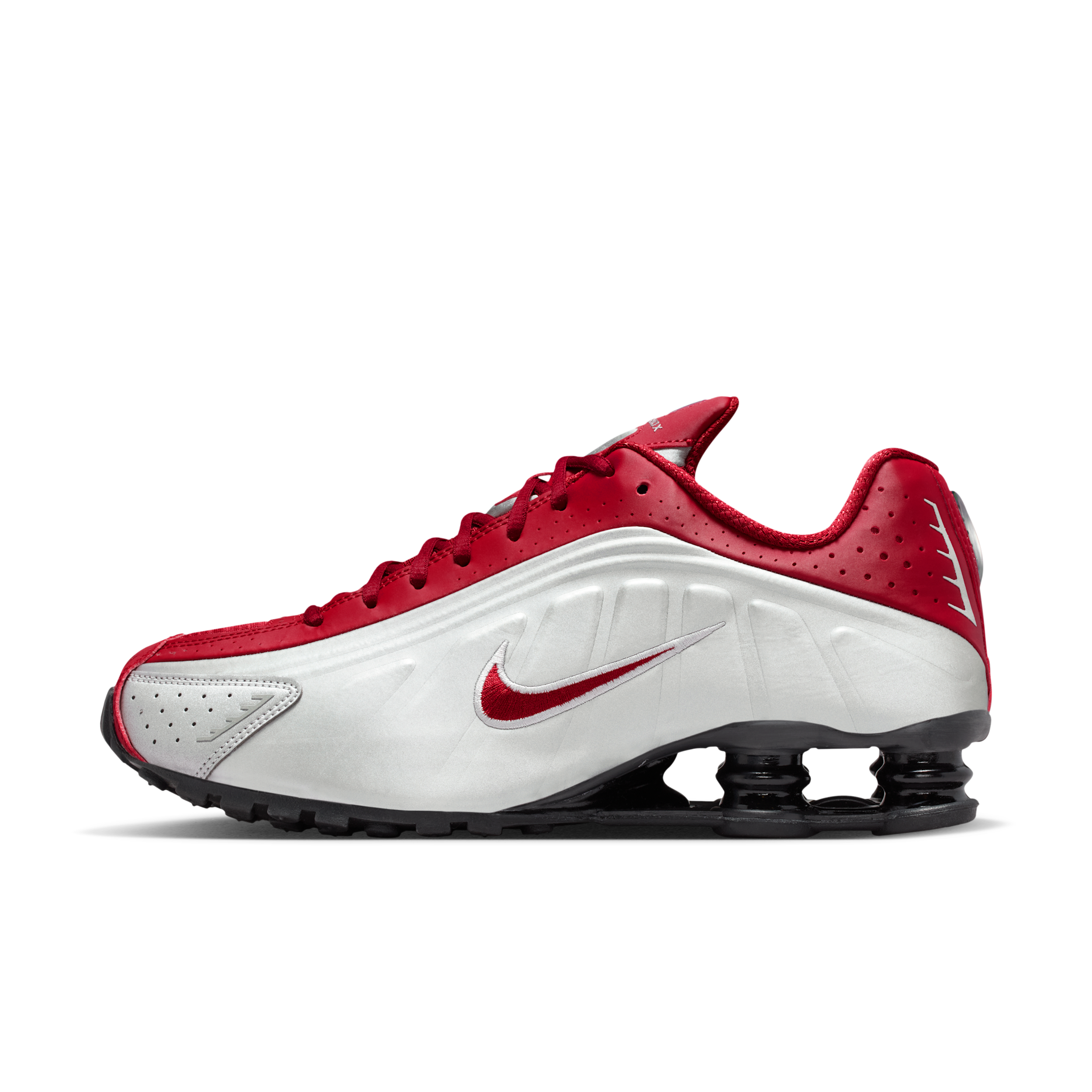Nike Men's Shox R4 Shoes, Size 11, Silver/Crimson/Black