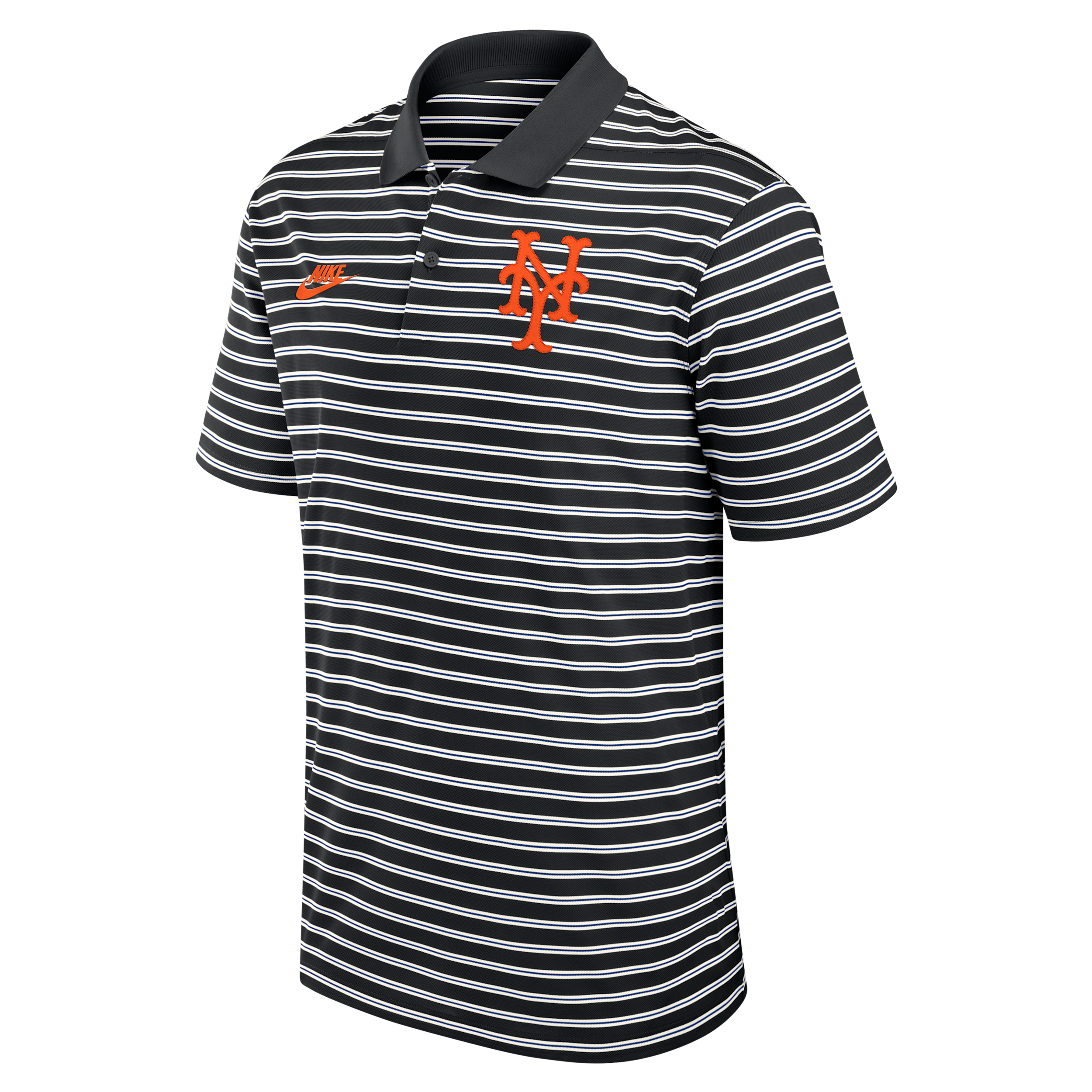 Nike Men's Black New York Mets Cooperstown Collection Dri-fit Victory Striped Polo Shirt - Black, Cream