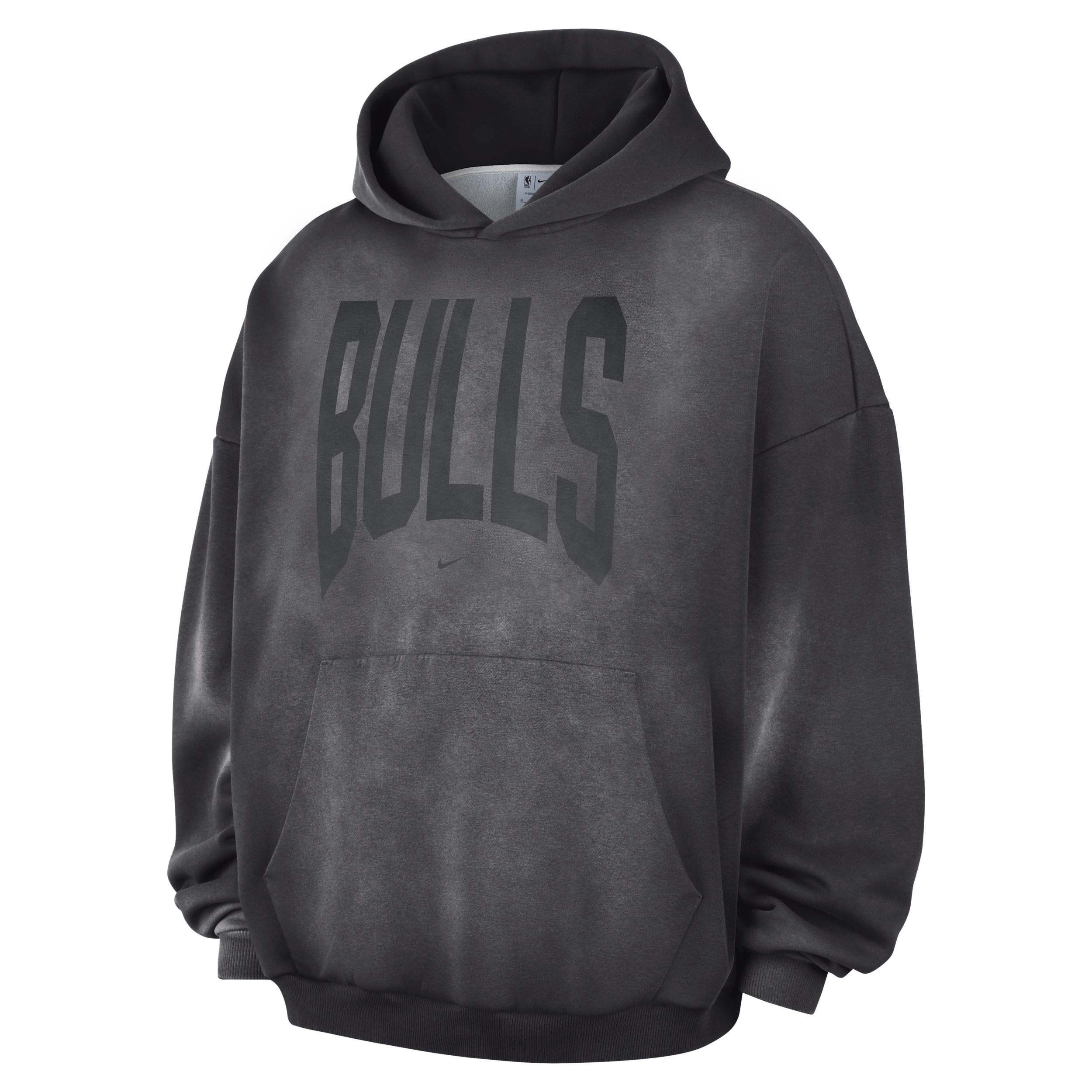 Nike Men's Chicago Bulls Standard Issue Therma-FIT Fleece Washed Basketball Hoodie in Grey | II3933-099