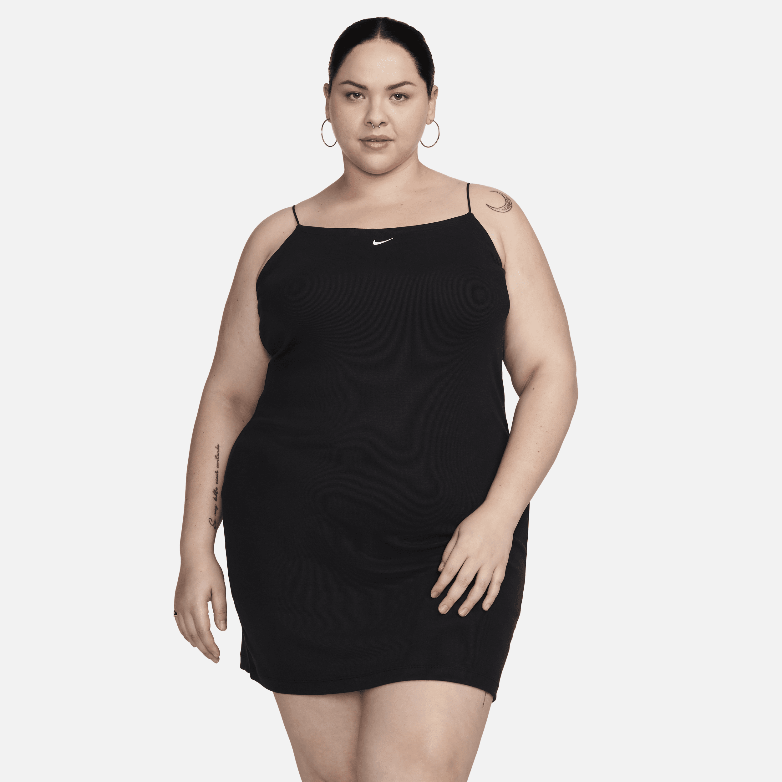 Shop Nike Women's  Sportswear Chill Knit Tight Mini-rib Cami Dress (plus Size) In Black