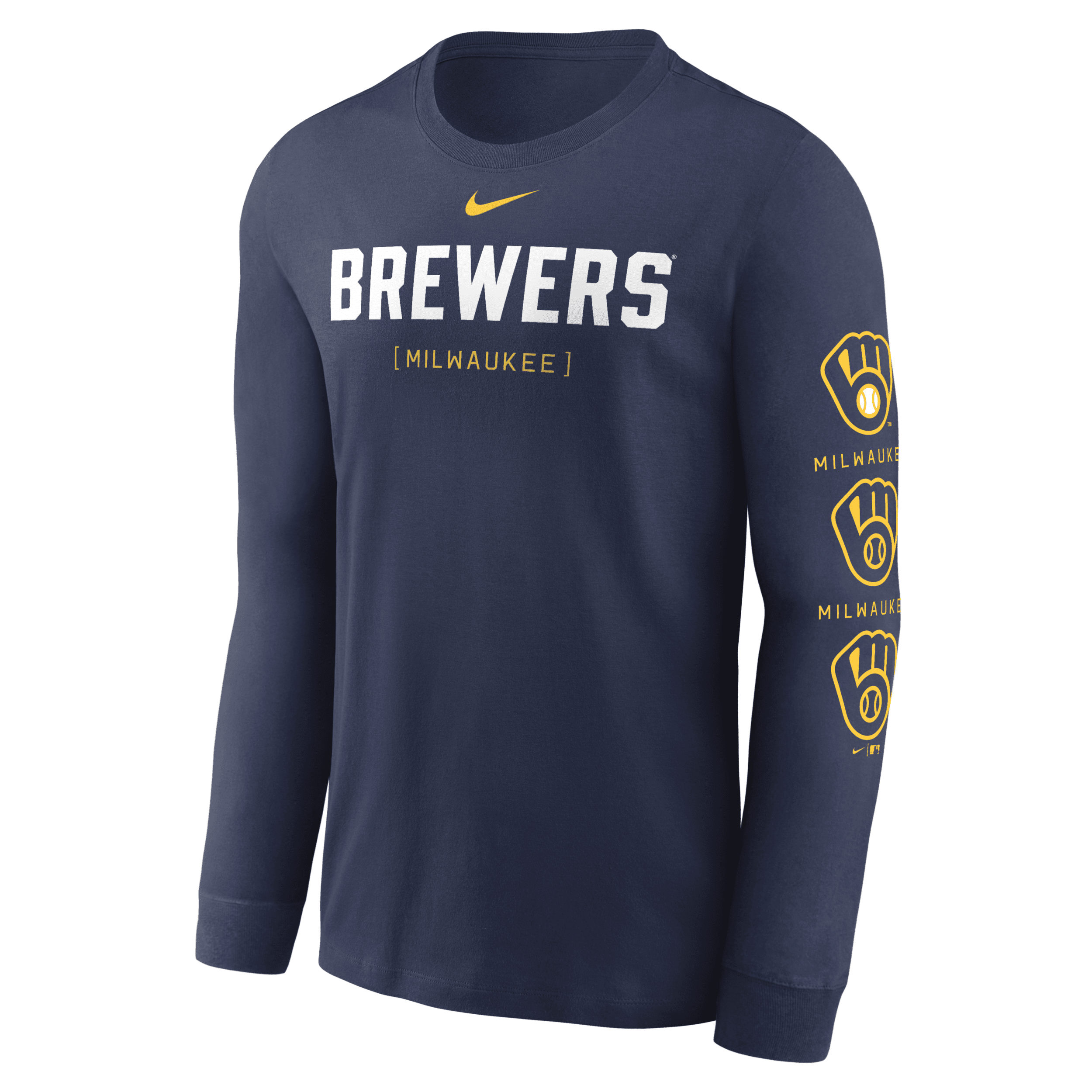 Shop Nike Milwaukee Brewers Repeater  Men's Mlb Long-sleeve T-shirt In Blue