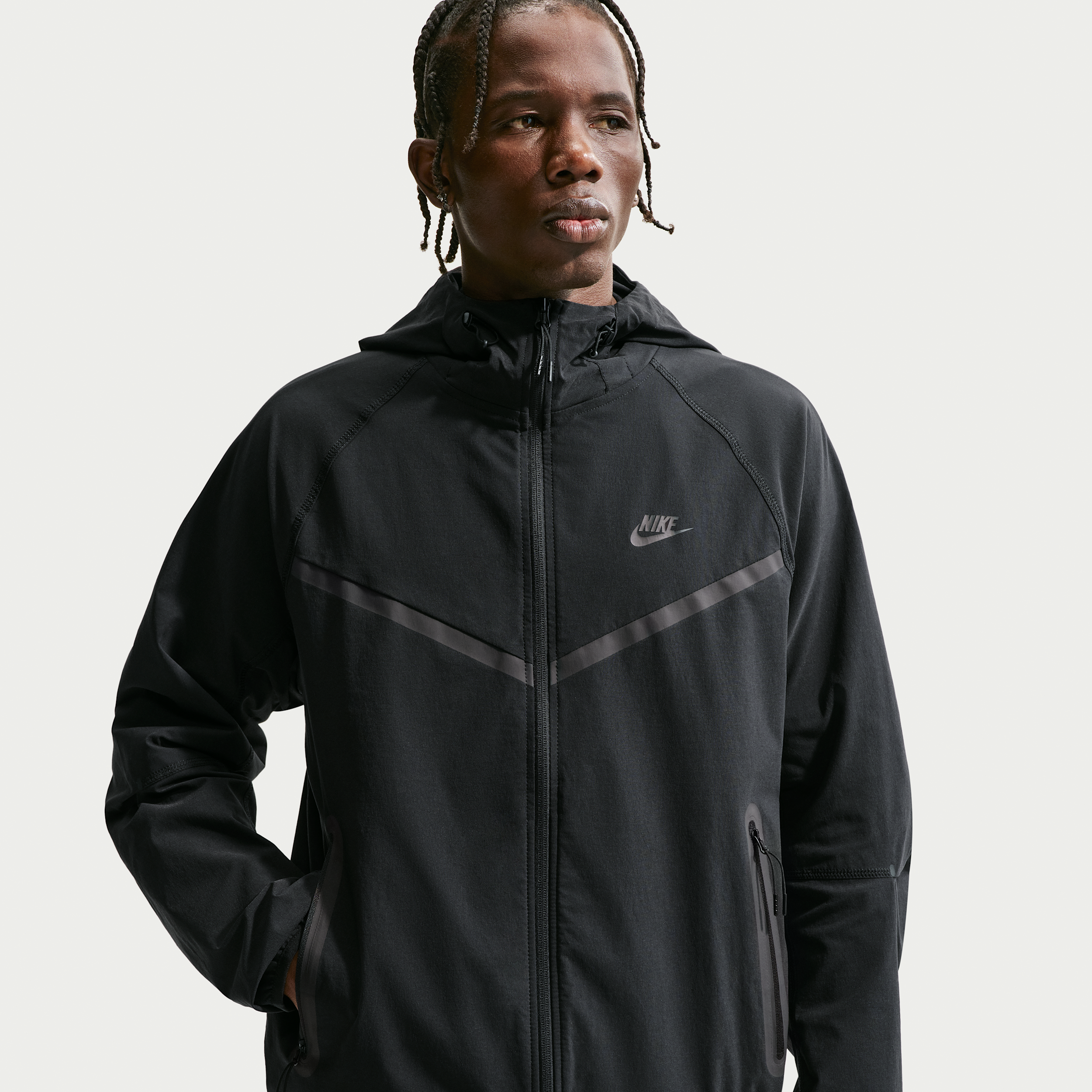 Nike Men's Tech Dri-FIT Woven Full-Zip Windrunner Jacket in Black | IU6965-010