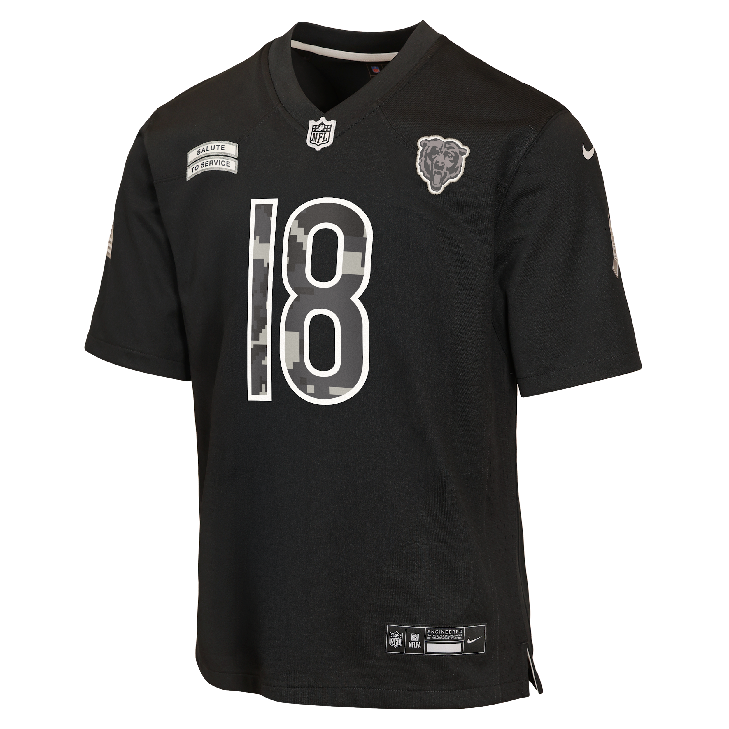 Caleb Williams Chicago Bears Salute to Service Big Kids' Nike NFL Game Jersey in Black | Z1B7FEOABRSWC-NAW
