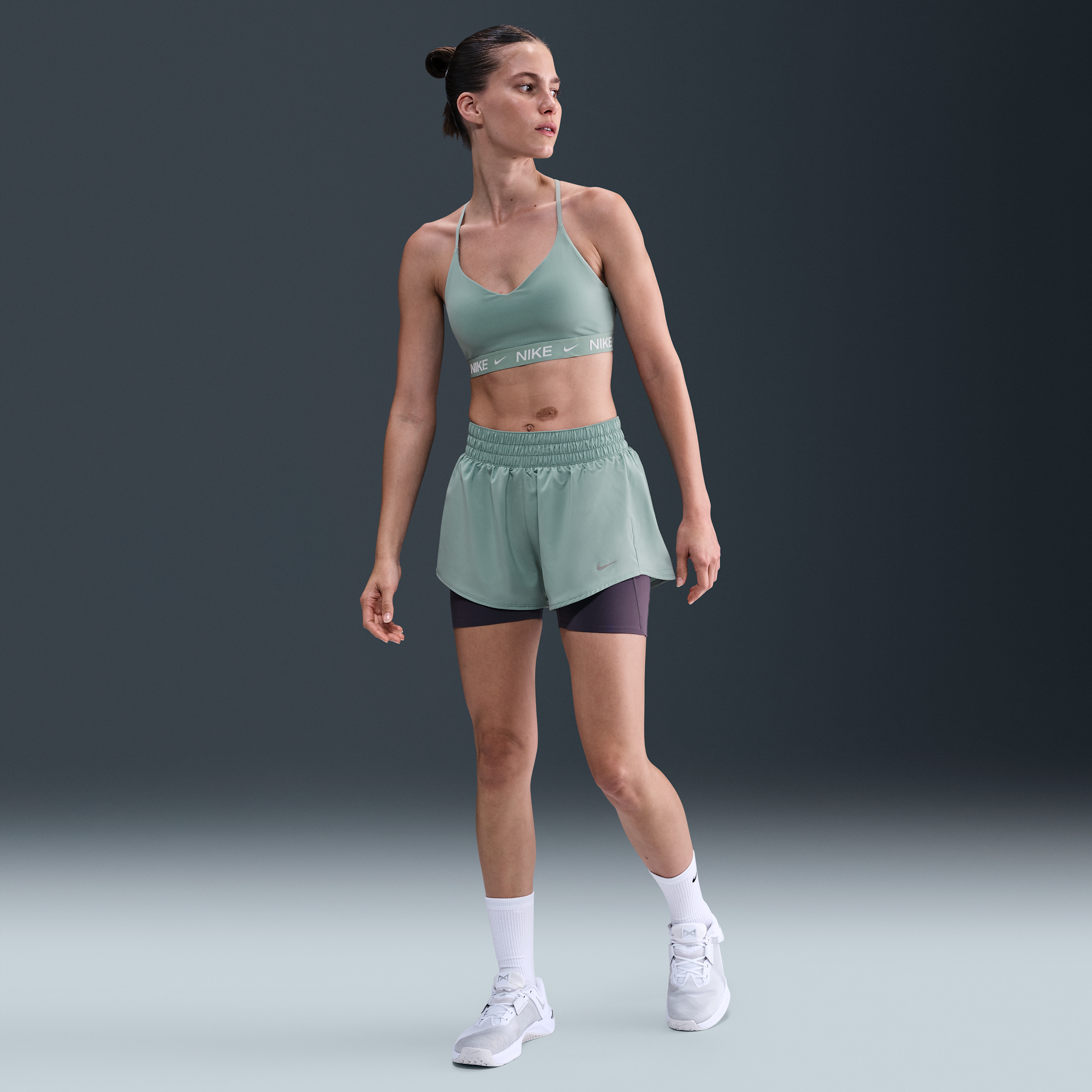 Nike Women's One Dri-fit Mid-rise 3" Brief-lined Shorts In Green