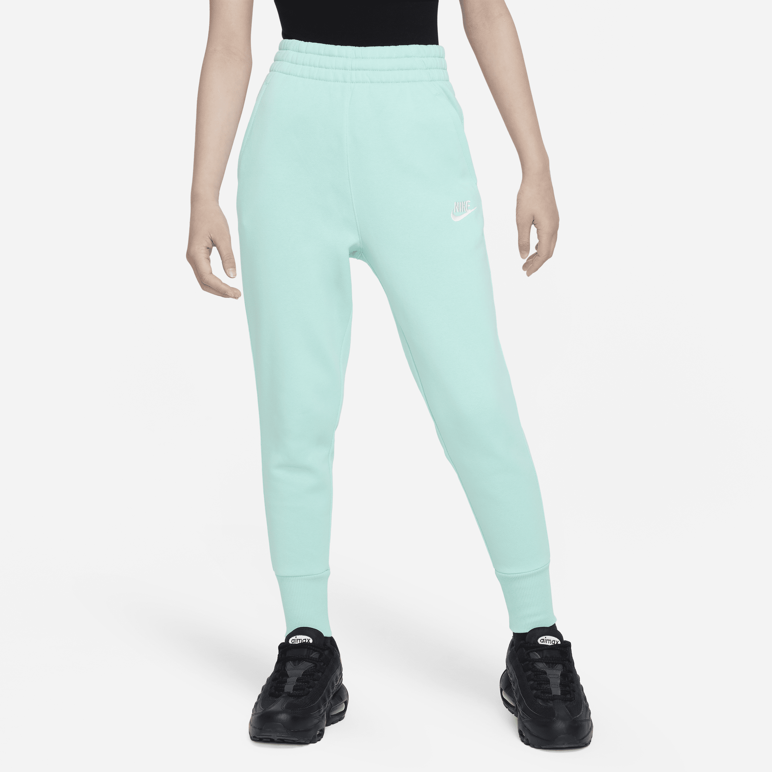 Nike Sportswear Club Fleece Big Kids' (girls') High-waisted Fitted Pants In Green