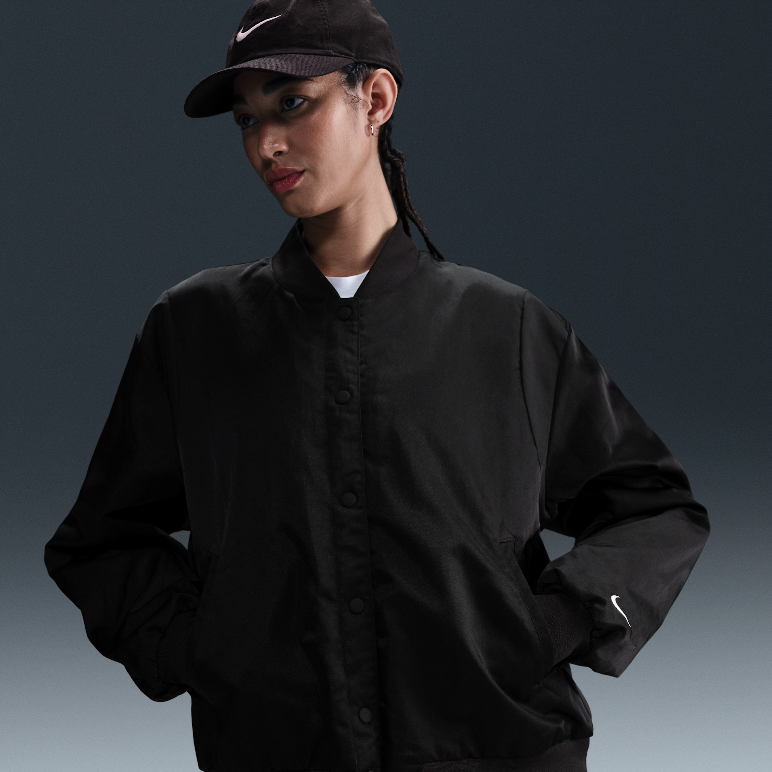 Nike Women's Sportswear Destroyer Oversized Woven Jacket In Black