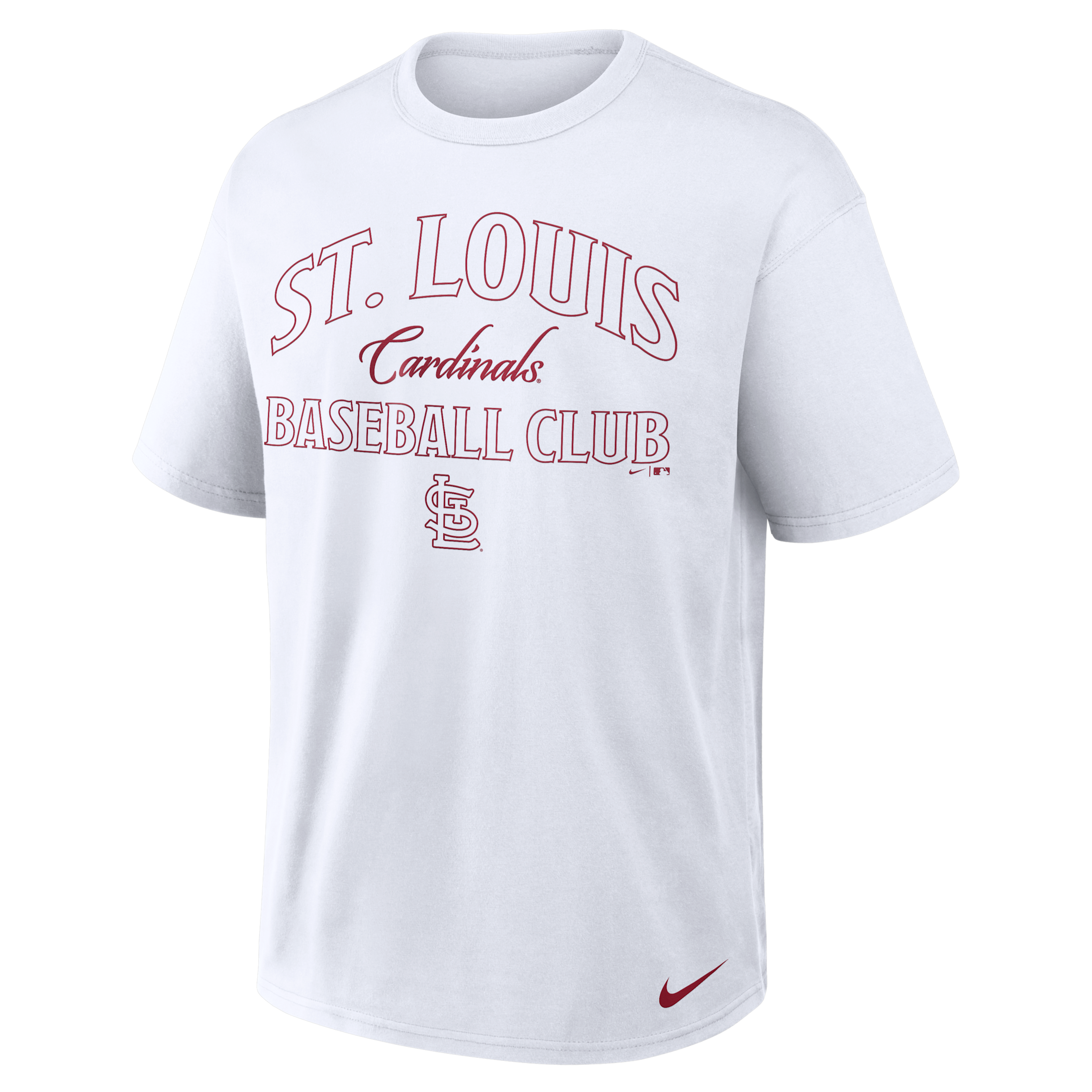 St. Louis Cardinals Lock Up Minimal Max90 Nike Men's MLB T-Shirt in White | 04T610ASCN-2T9