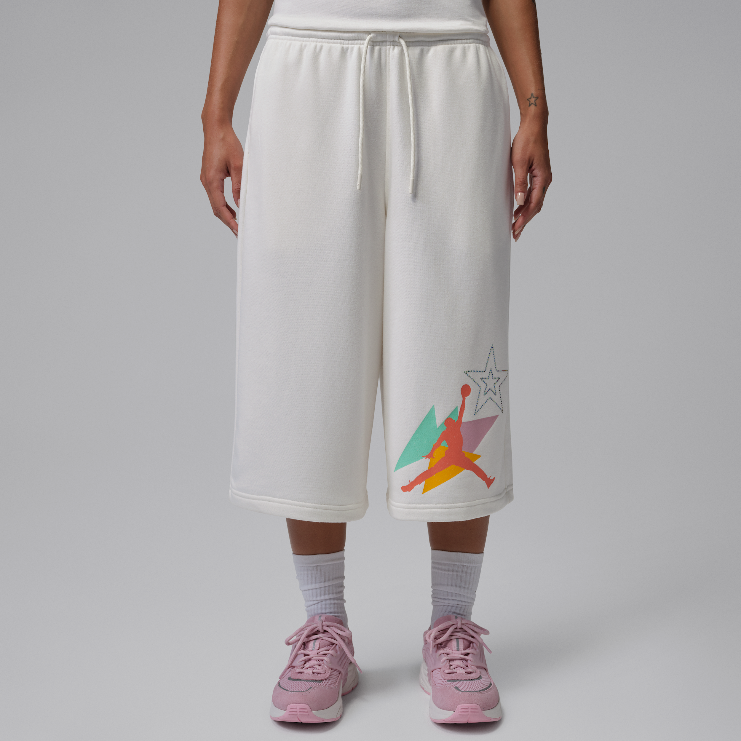 Jordan Women's Brooklyn Fleece French Terry Big Shorts In White