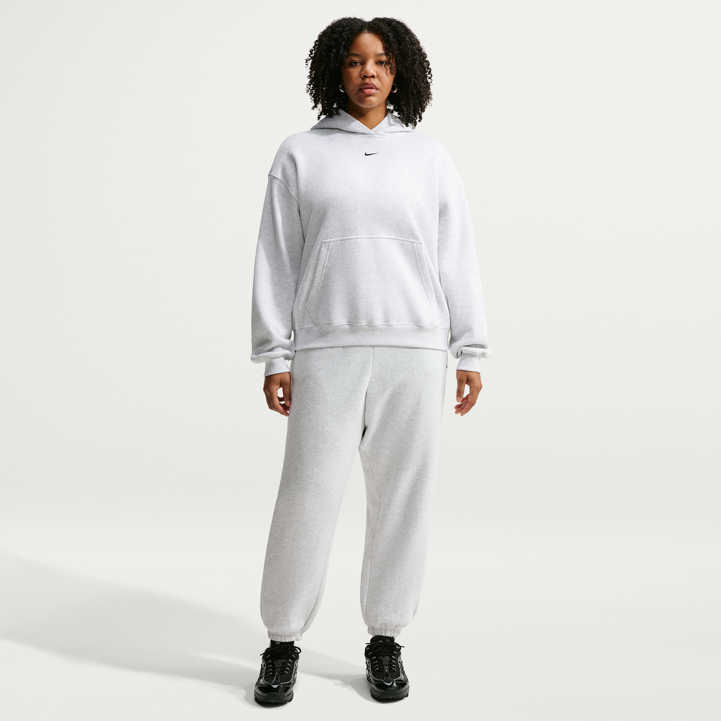 Nike Women's Studio Fleece Medium Weight Oversized High-Rise Cuffed Pants (Plus Size) in Brown | IW4767-051