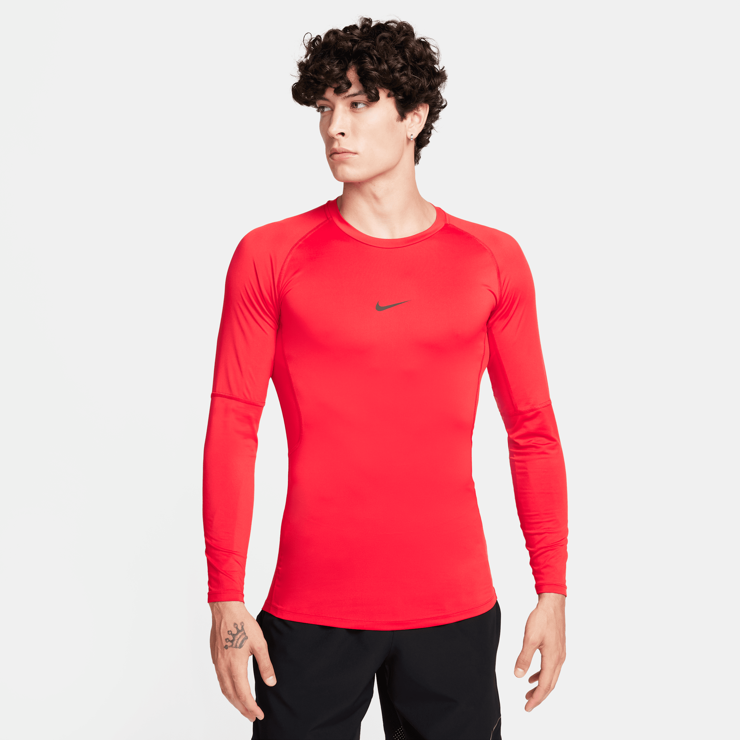 Nike Men's  Pro Dri-fit Tight Long-sleeve Fitness Top In Red