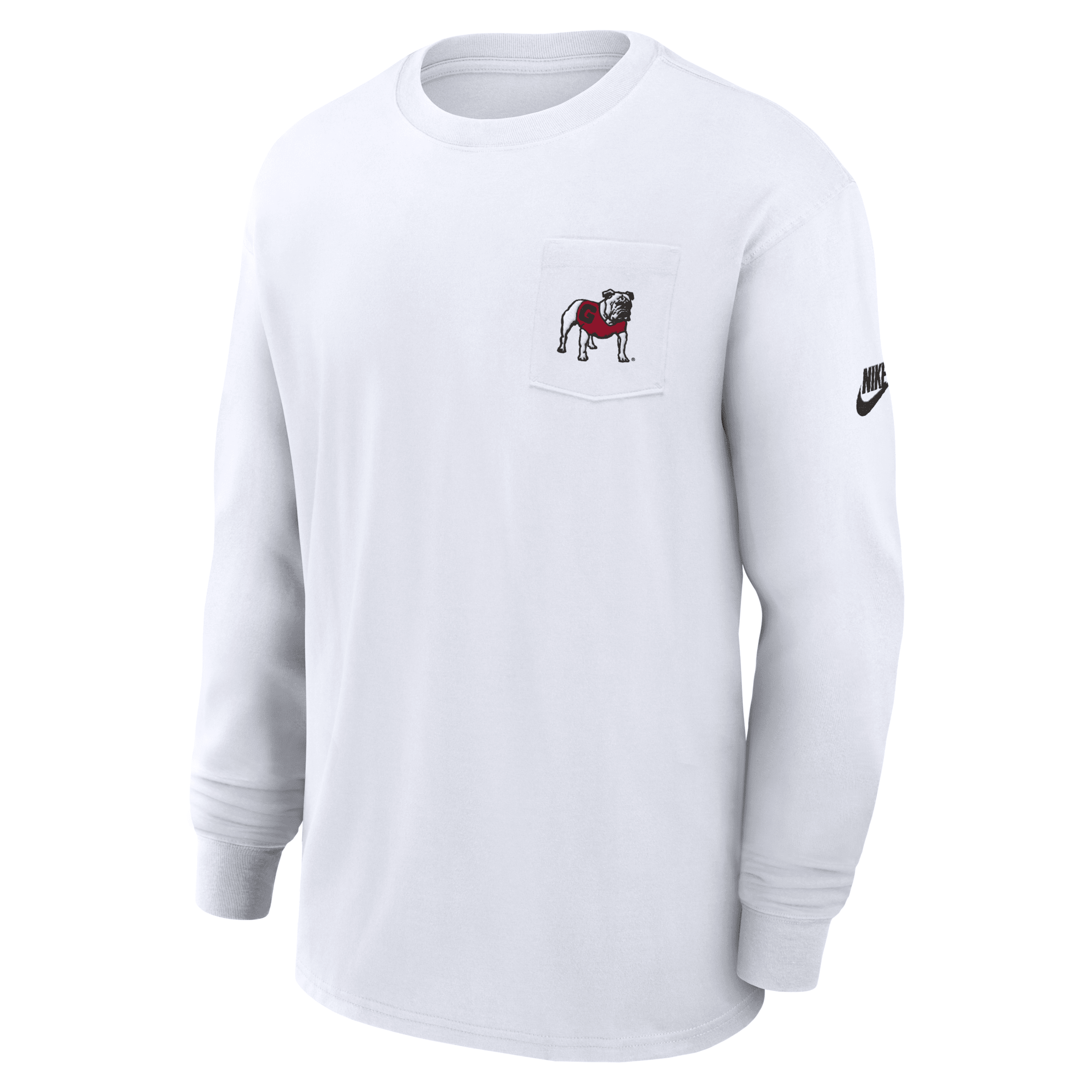Nike Georgia Bulldogs Legacy Max90 Pocket  Men's College Long-sleeve T-shirt In White