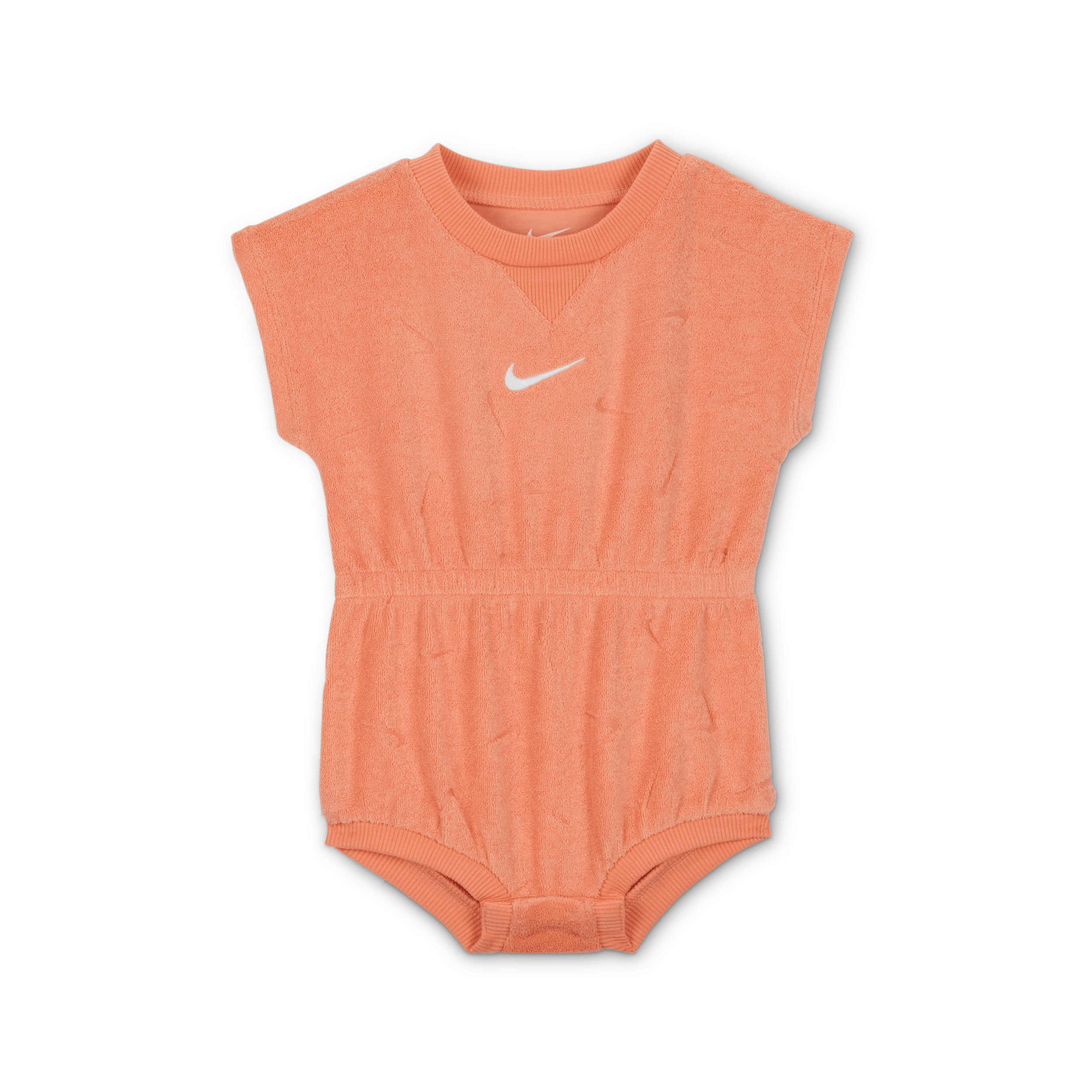 Nike Essentials Baby (0-9m) Jacquard Towel Terry Romper In Orange