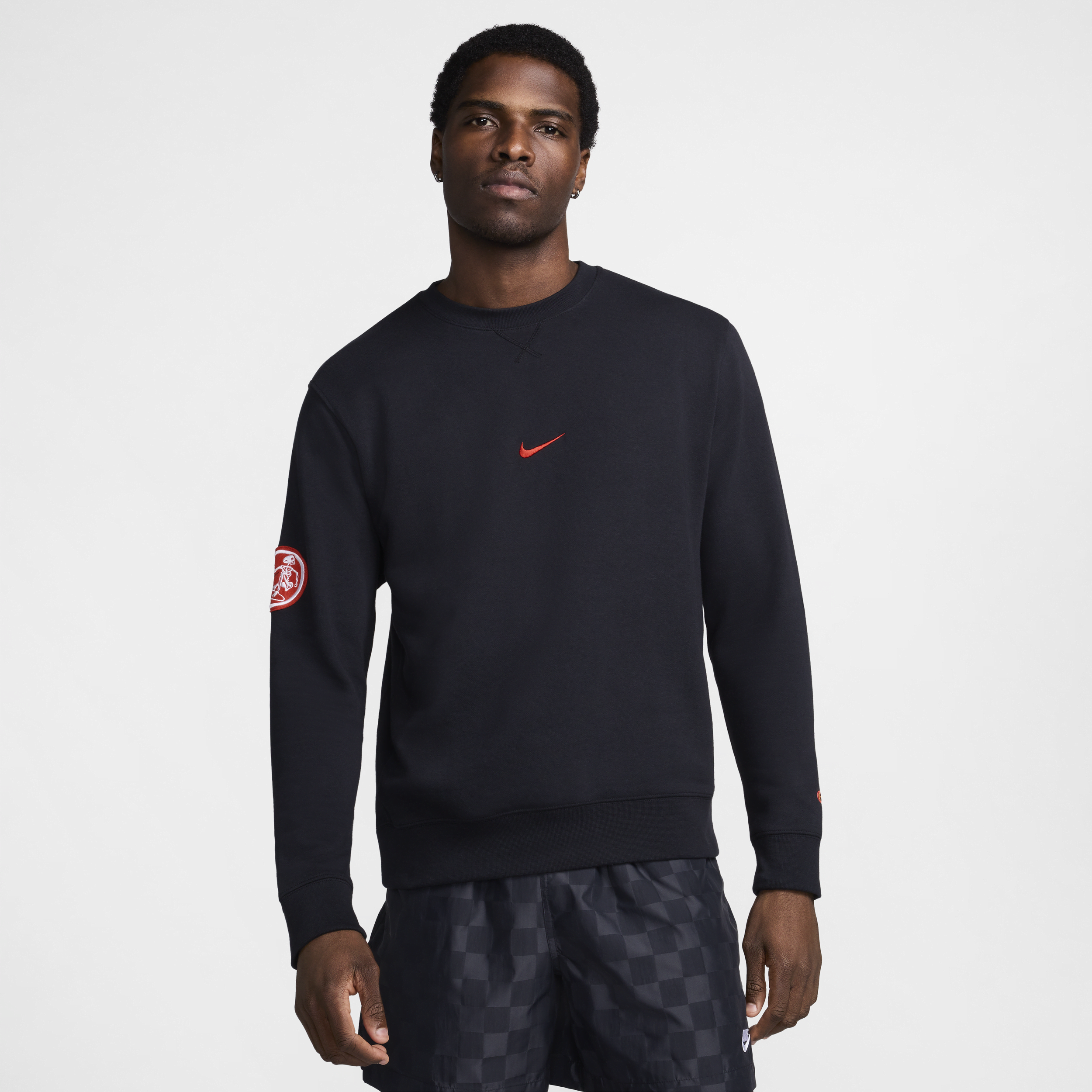 Shop Nike Men's  Sportswear Club Fleece Crew-neck French Terry Sweatshirt In Black