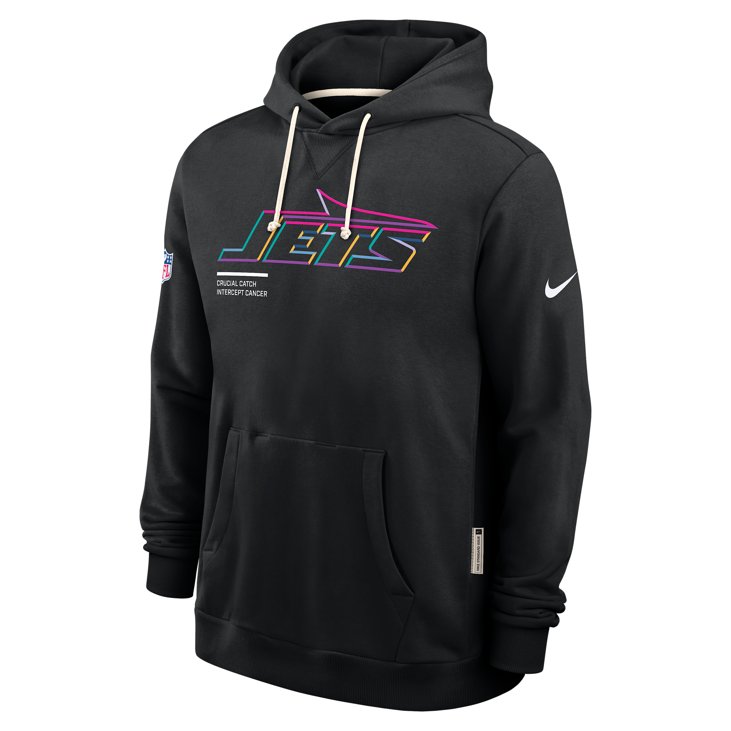 Nike New York Jets Crucial Catch Sideline  Men's Dri-fit Nfl Pullover Hoodie In Black