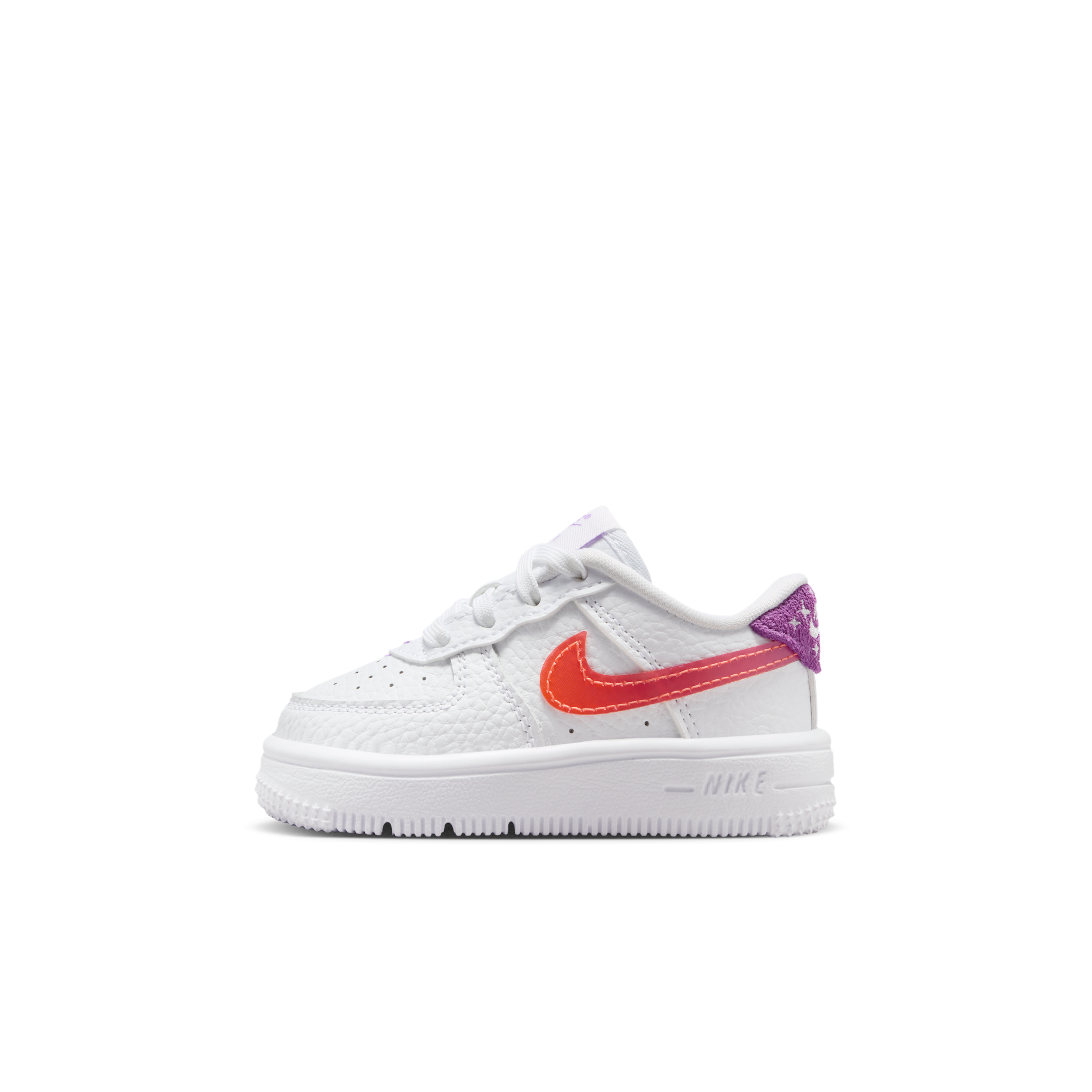 Boys Nike Force 1 Low BBall Lace - Boys' Toddler Shoes White/Bright Violet/Turf Orange Size 09.0