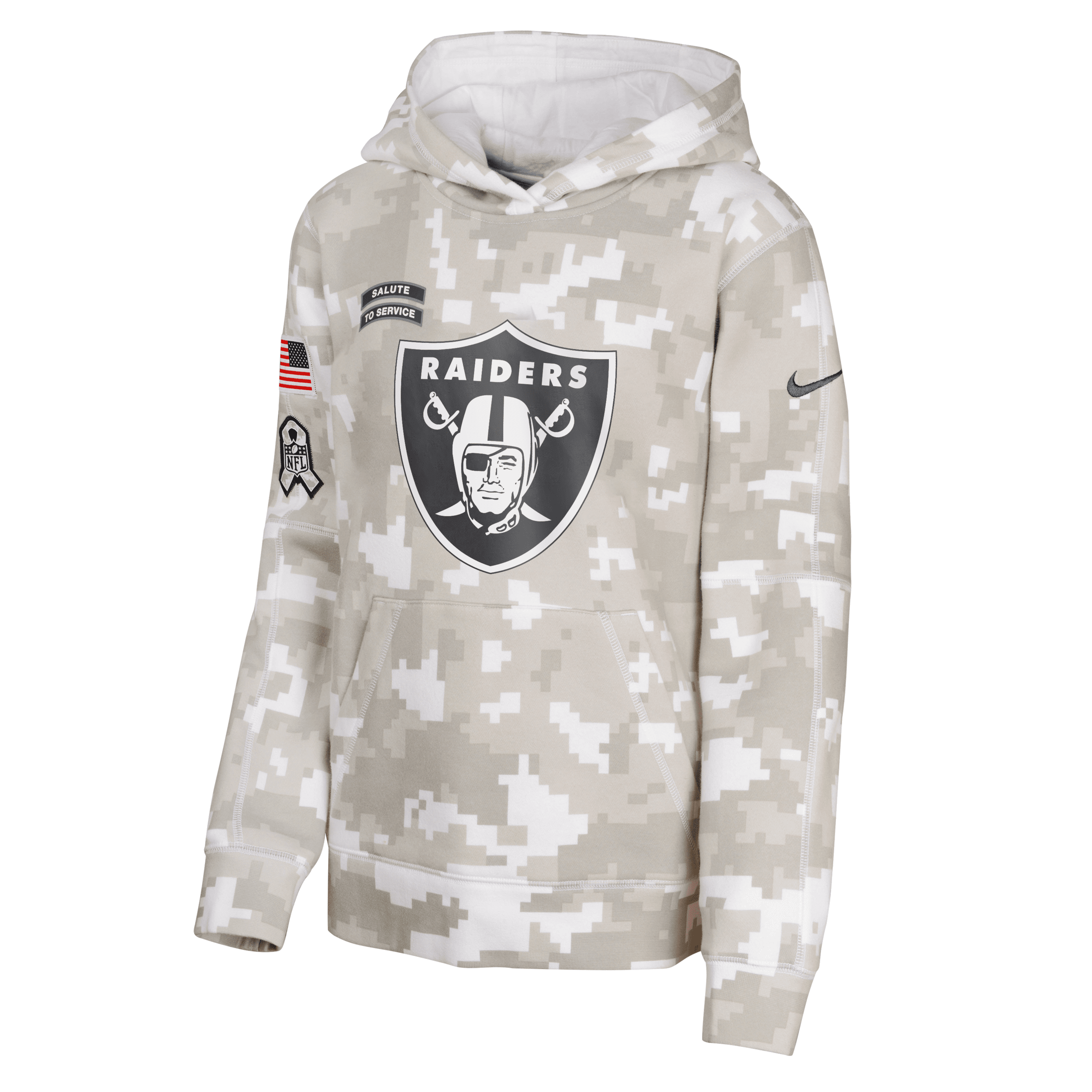 NIKE LAS VEGAS RAIDERS SALUTE TO SERVICE PRIMARY EDGE CLUB BIG KIDS'  NFL PULLOVER HOODIE