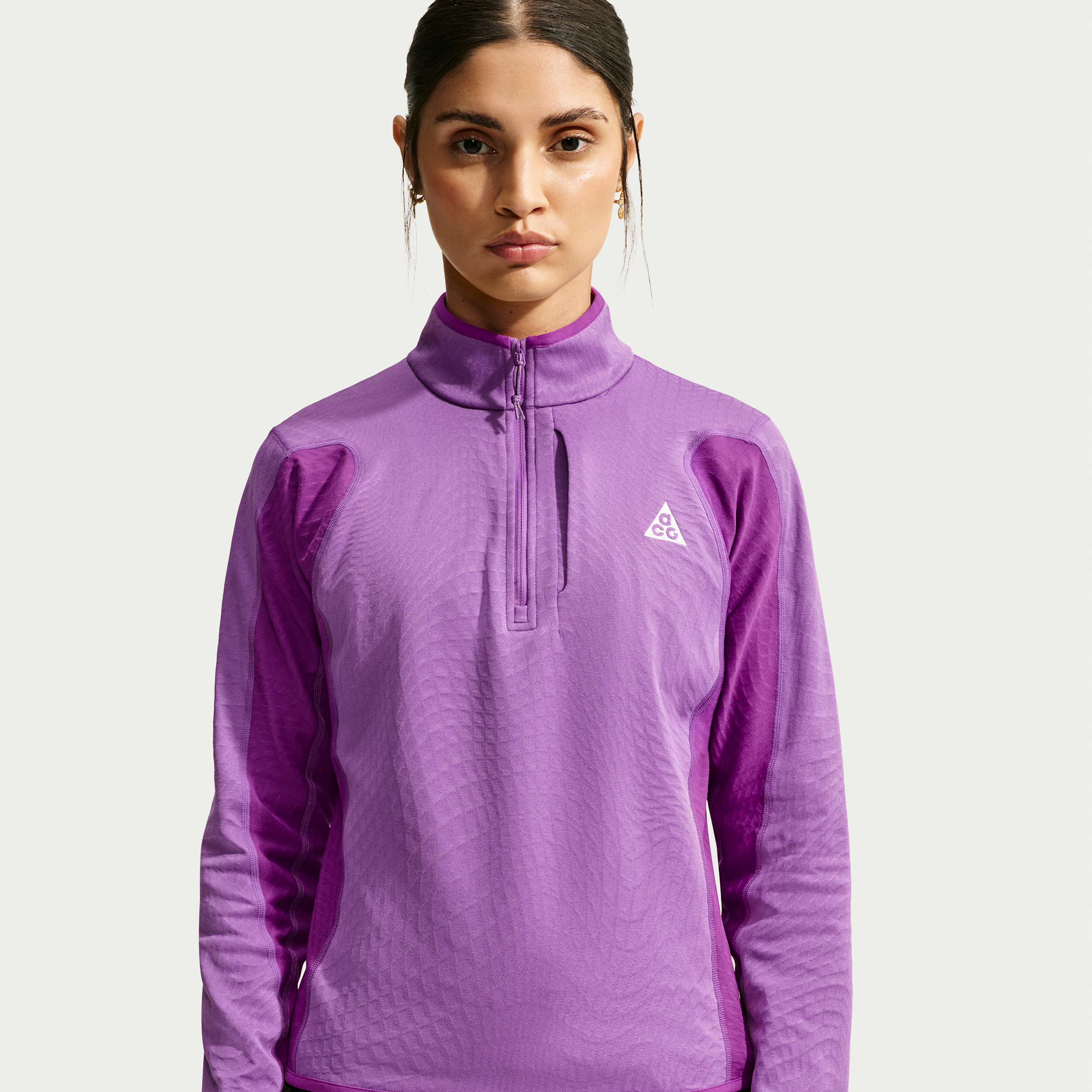 Women's Nike ACG "Wolf Grid" Therma-FIT 1/2-Zip Hiking Top in Purple | IO4471-544