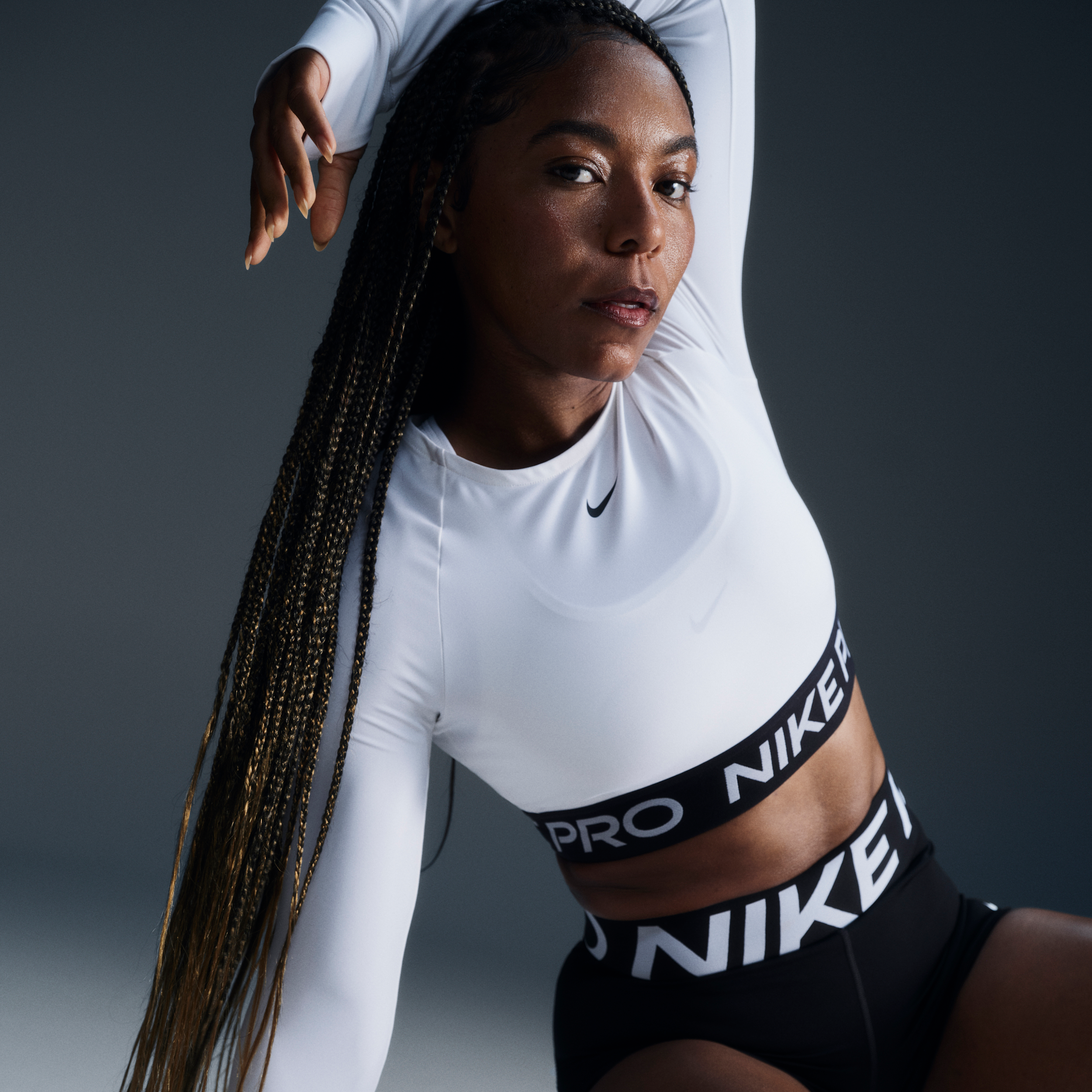 Women's Nike Pro Dri-FIT Cropped Long-Sleeve Top in White | FV5484-100