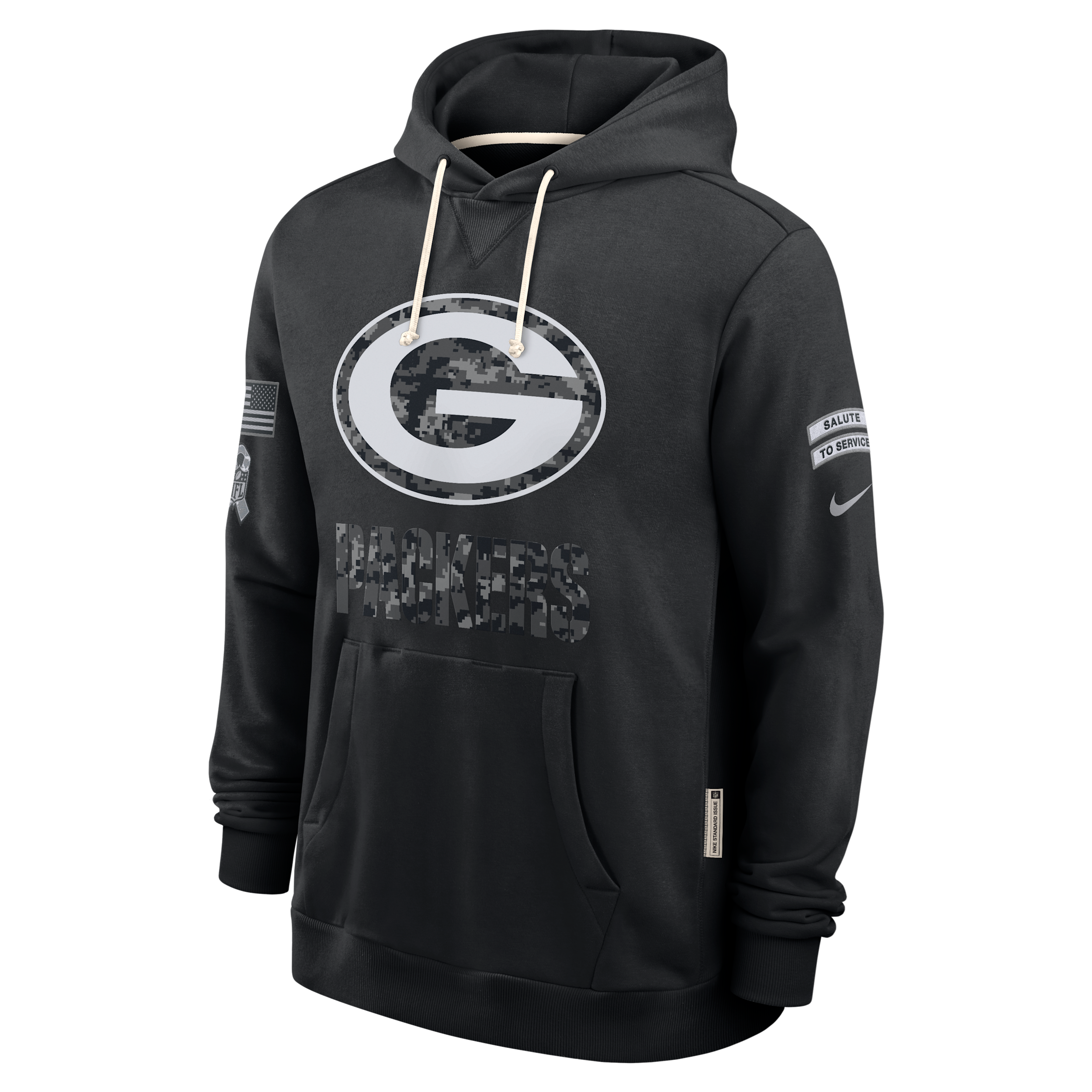 Green Bay Packers Salute to Service Sideline Nike Men's Dri-FIT NFL Pullover Hoodie in Black | 03AZ00AA2C-CYB