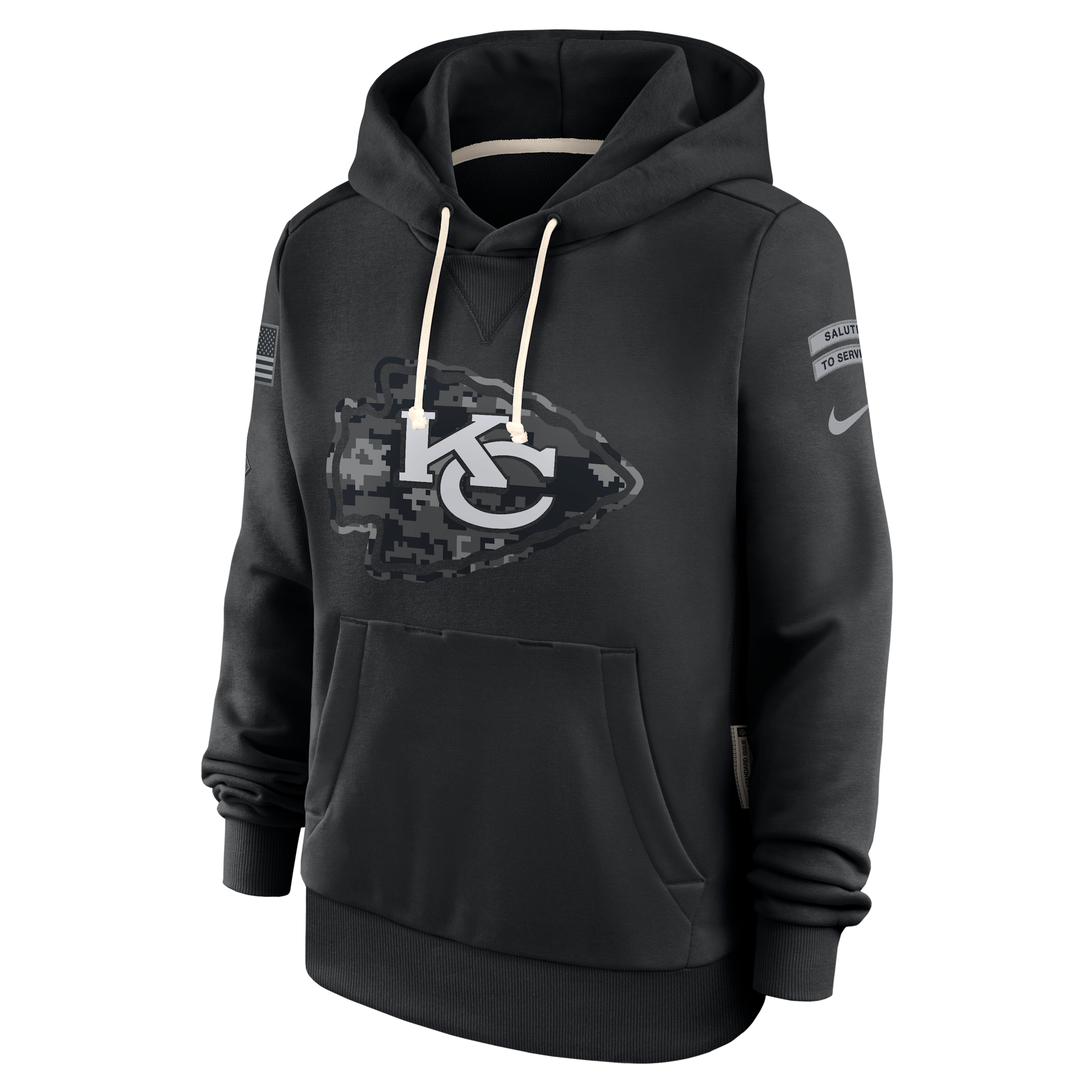 Kansas City Chiefs Salute to Service Sideline Nike Women's Dri-FIT NFL Pullover Hoodie in Black | 03C300AA2G-CYB