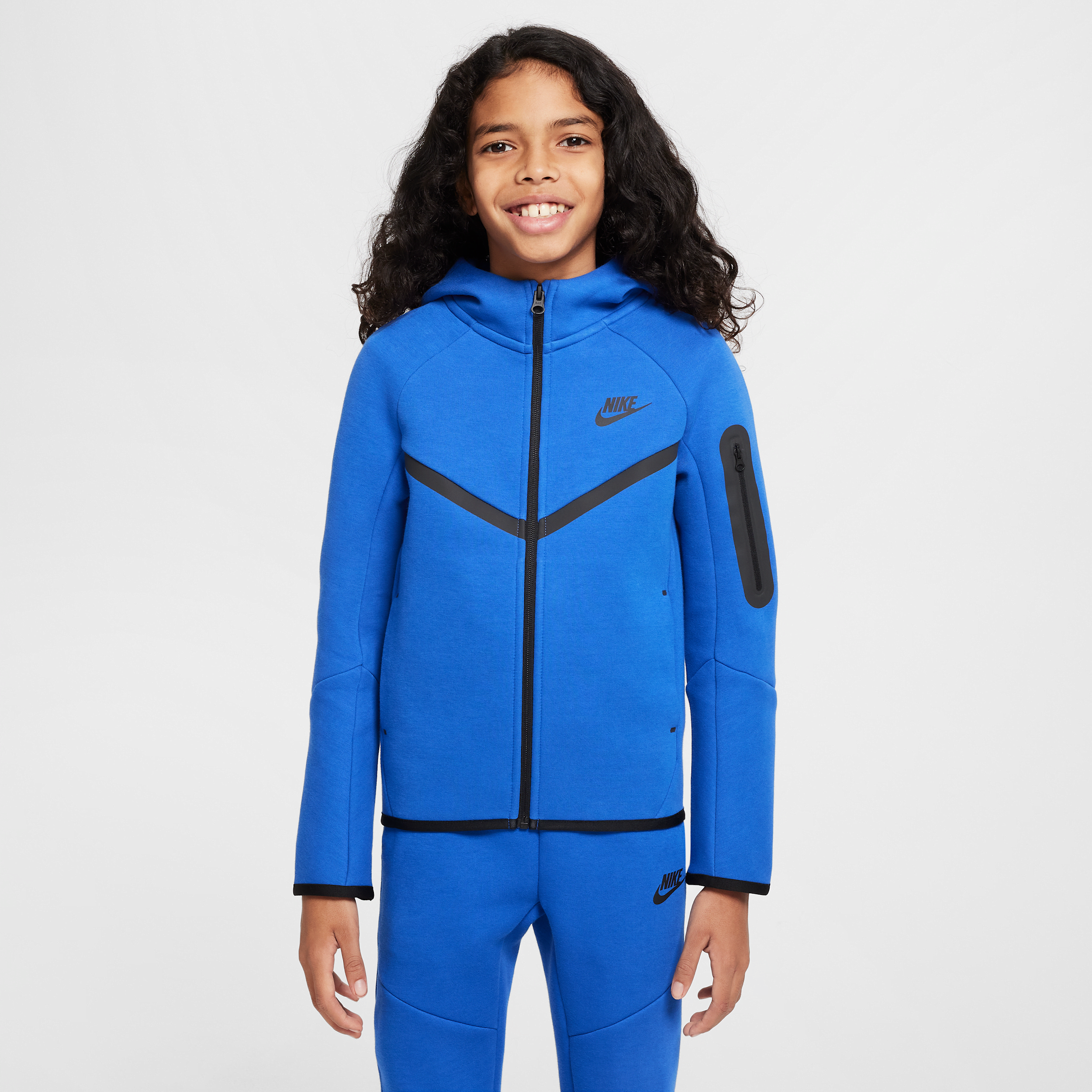 Nike Sportswear Tech Fleece Big Kids' Full-zip Hoodie In Blue
