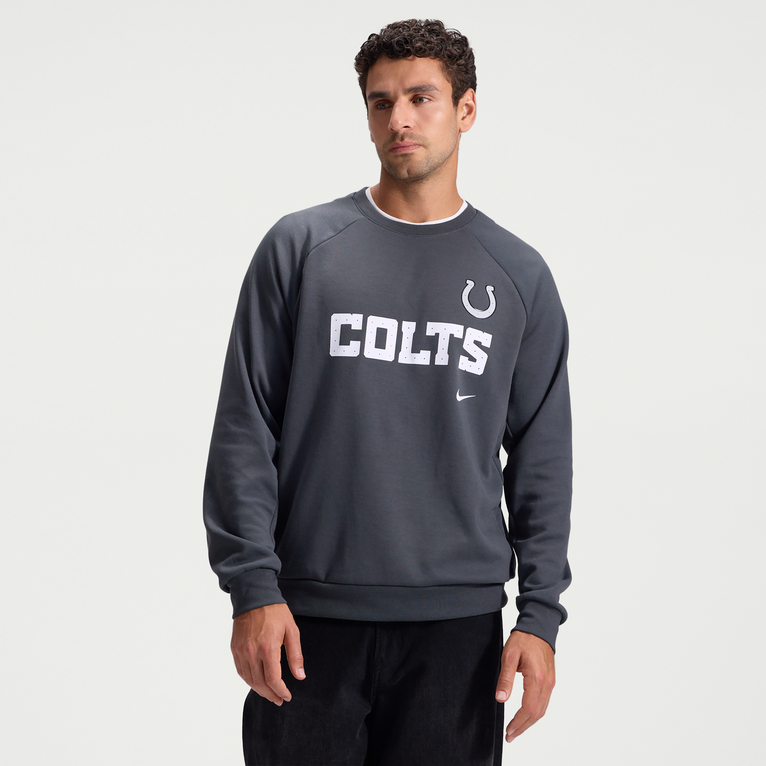 Indianapolis Colts Rivalries Collection Primary Nike Men's Dri-FIT NFL Pullover Crew in Grey | 03EK06F98-8LC