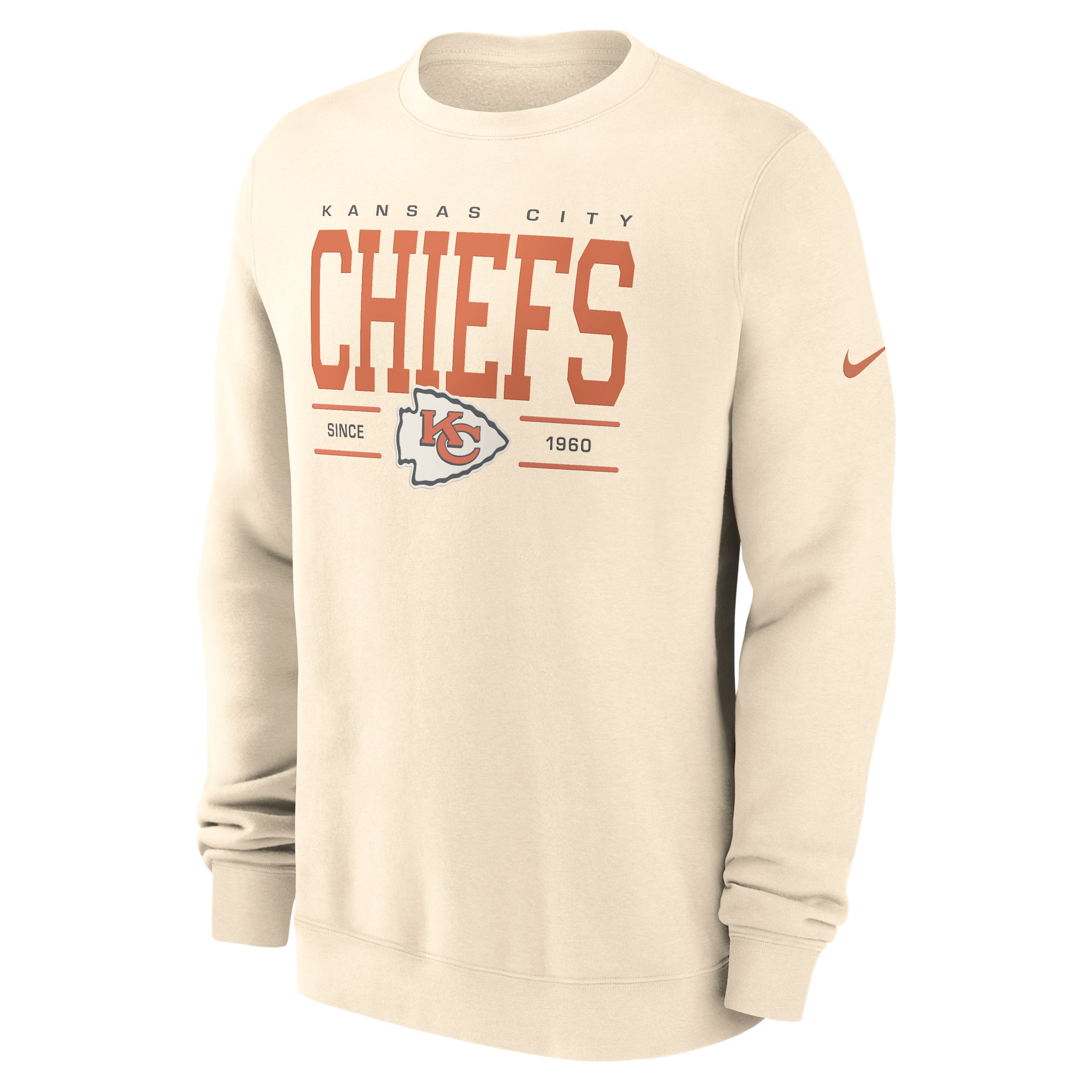 Nike Men's Kansas City Chiefs Always Reppin' Club Long Sleeve Brushed-Back Fleece Sweatshirt - Natural
