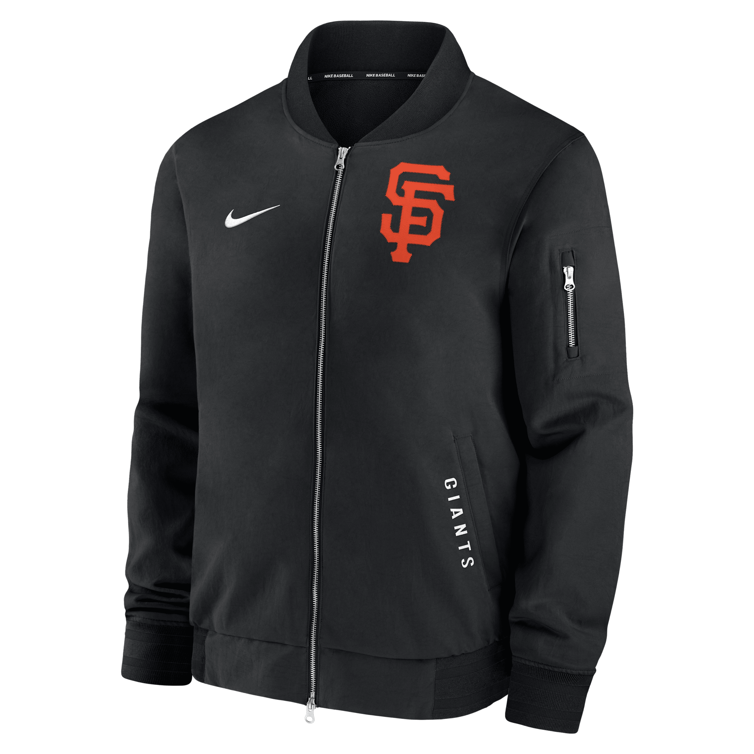 Nike San Francisco Giants Authentic Collection Dugout  Men's Mlb Full-zip Bomber Jacket In Black