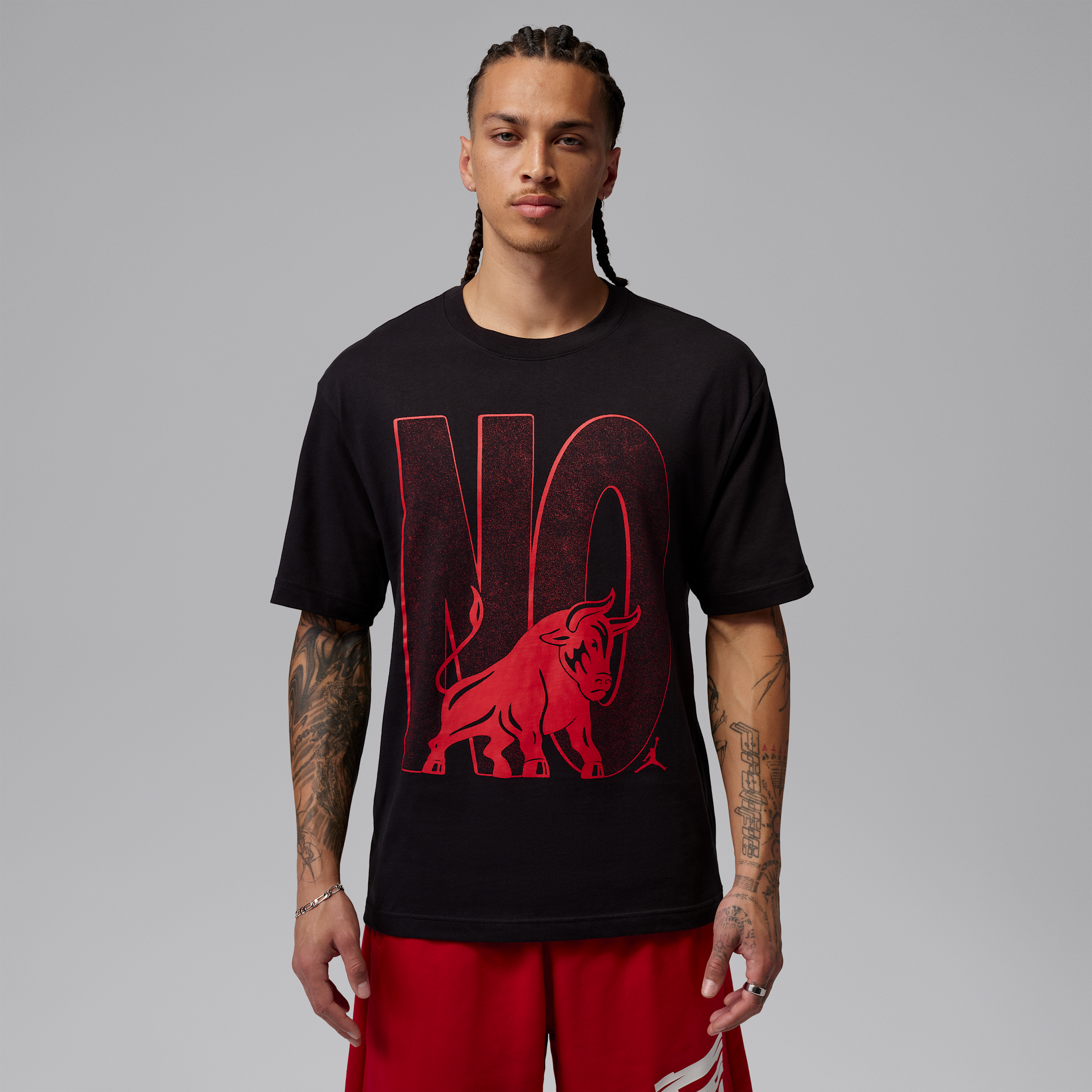 Jordan Mens Brooklyn Toro Graphic Short Sleeve Crew - - Black / Black