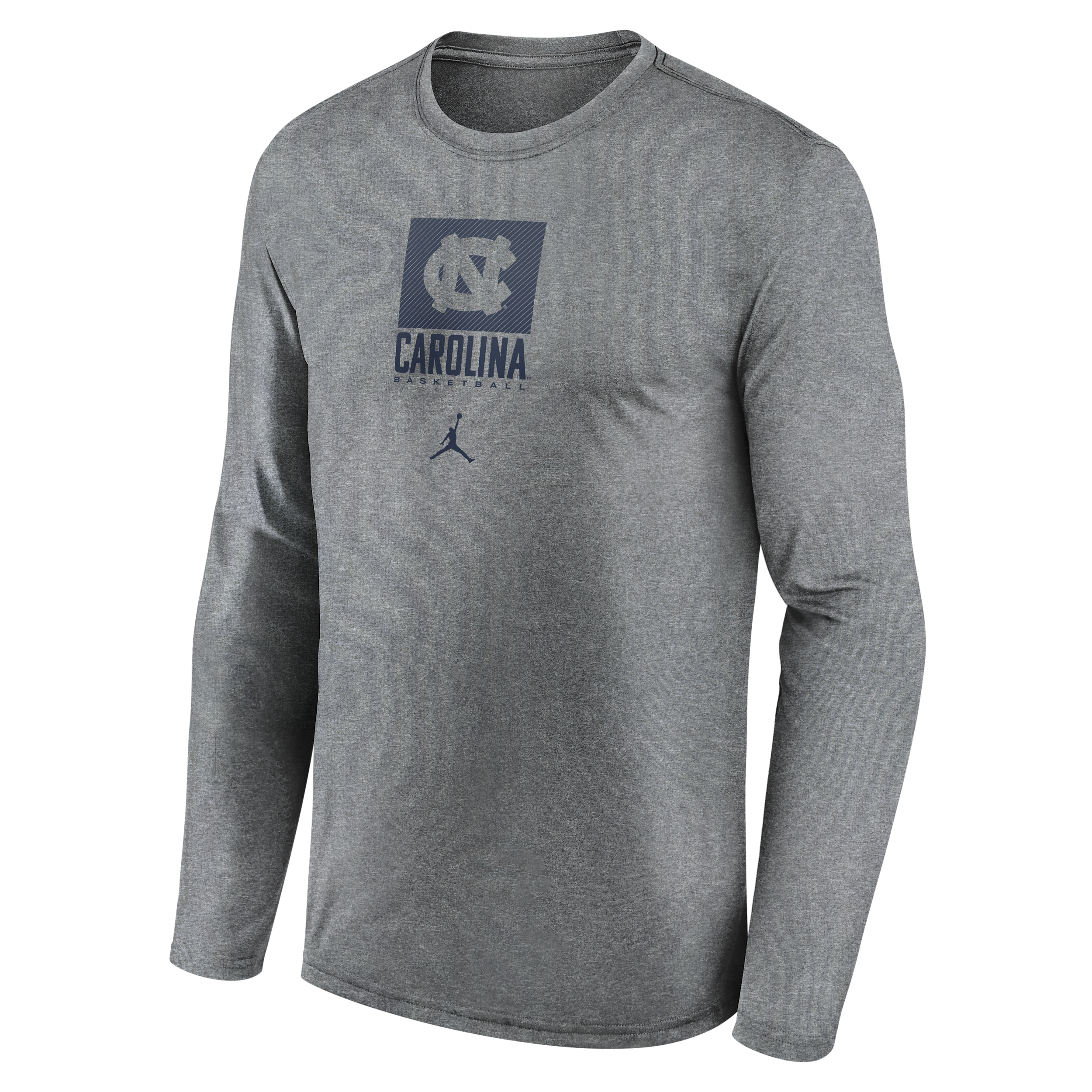 Nike Men's North Carolina Courtside Jordan Brand Dri-FIT College Long-Sleeve T-Shirt in Grey | 0JTJ06GNCN-NB7