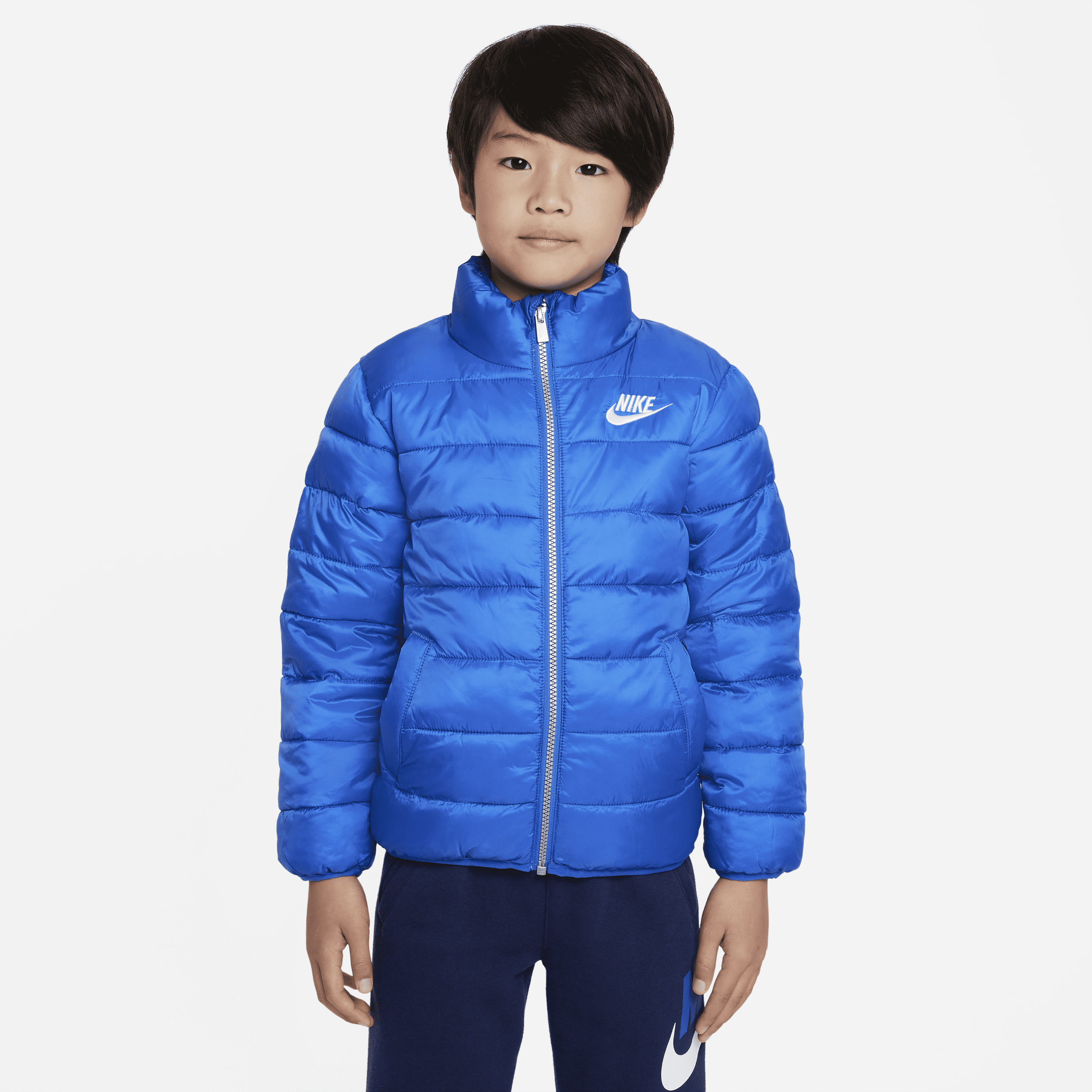 Shop Nike Solid Puffer Jacket Little Kids' Jacket In Blue