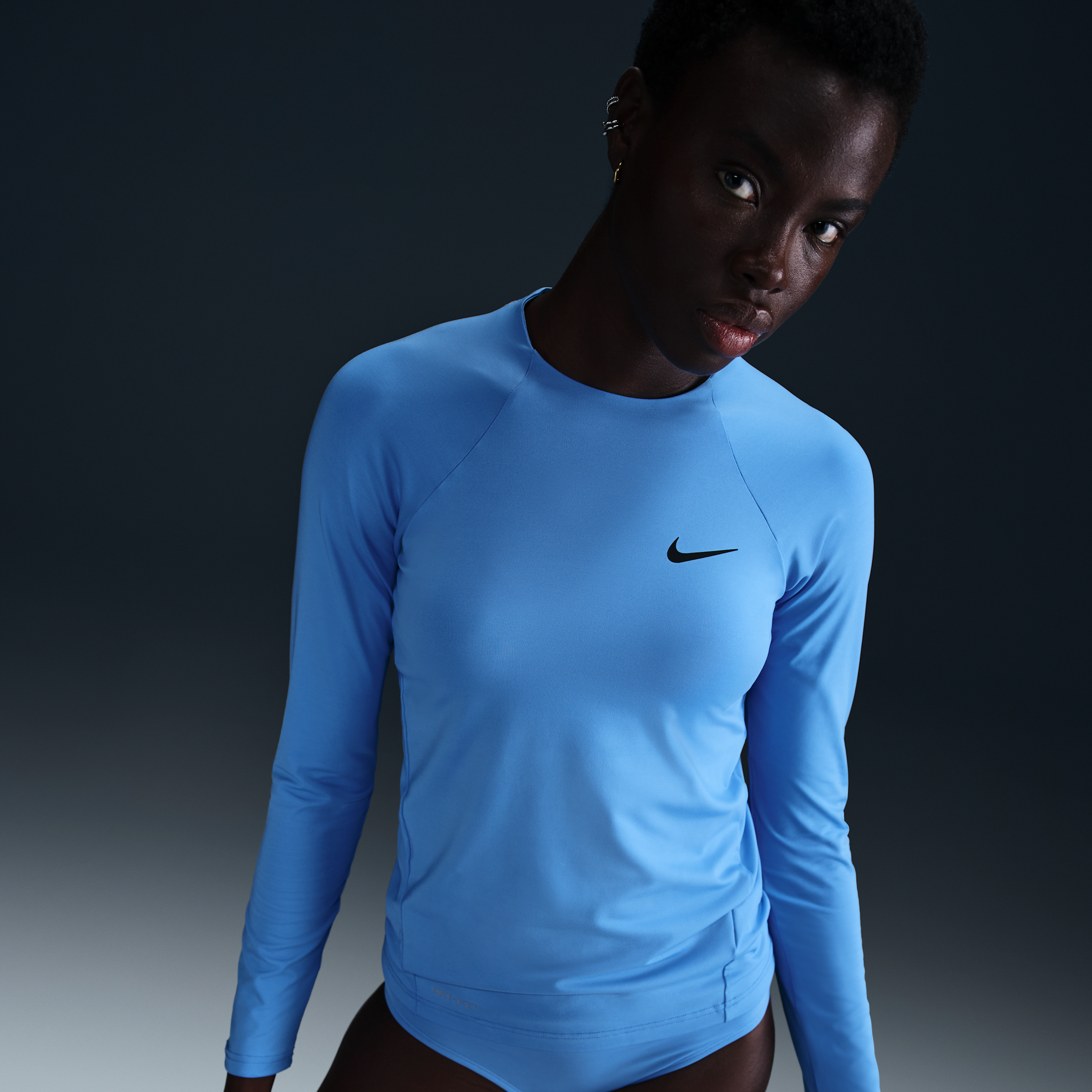 Nike Women's Essential Long-sleeve Hydroguard Swim Shirt In Blue