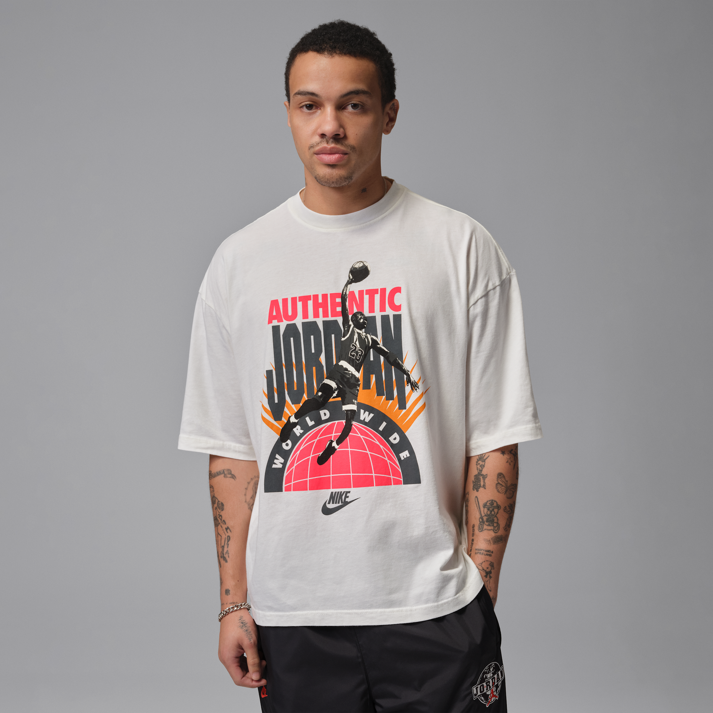 Jordan Mens Reissue WW Oversized Short Sleeve Crew - - Infrared 23 / Sail