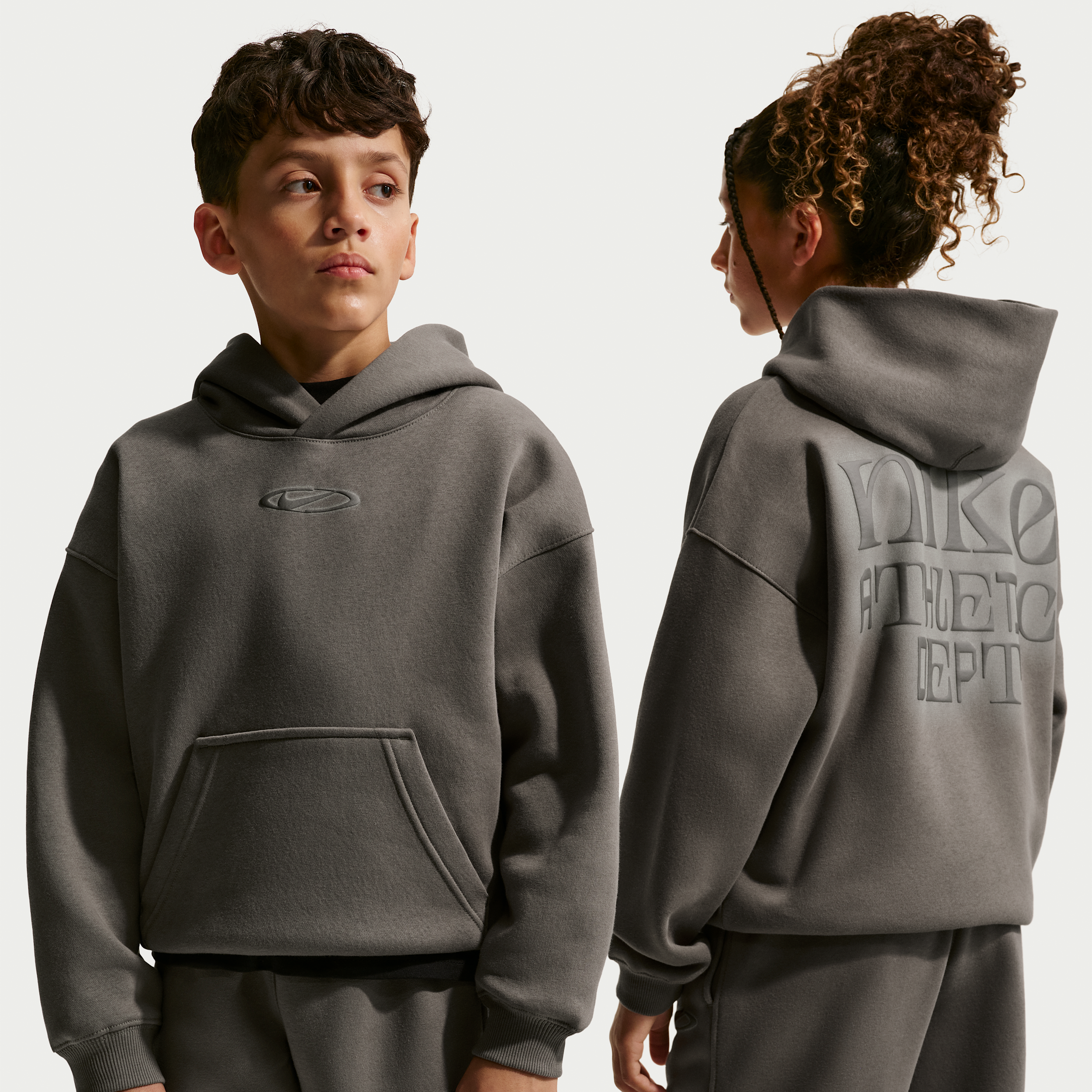 Nike Sportswear Club Fleece Big Kids' Oversized Hoodie in Grey | IO1683-289