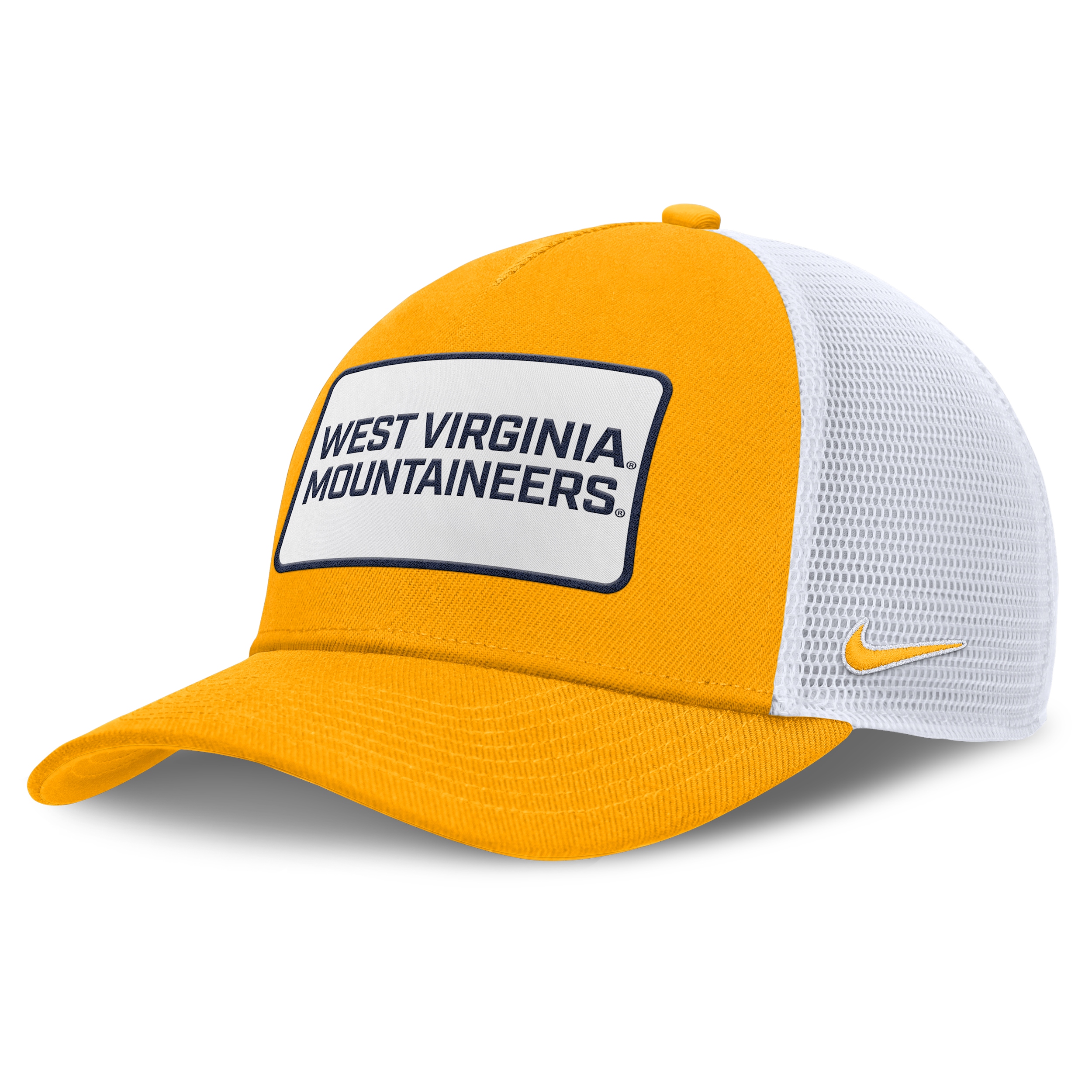 Nike Men's Gold/white West Virginia Mountaineers 2025 On-field Rise Patch Trucker Adjustable Hat In Yellow