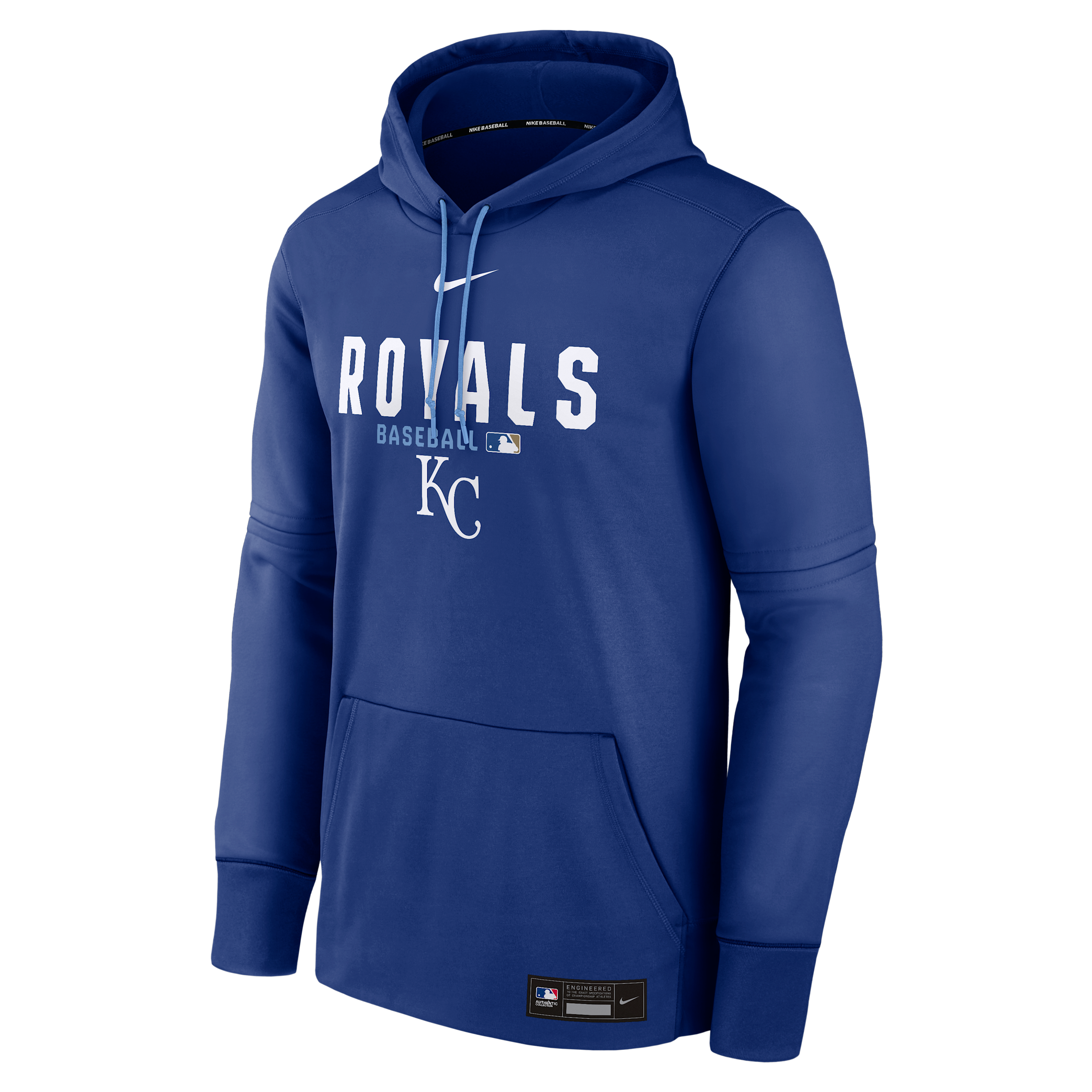 Men's Kansas City Royals Authentic Collection Nike Therma MLB Pullover Hoodie in Blue | NAC3153NROY-RMG