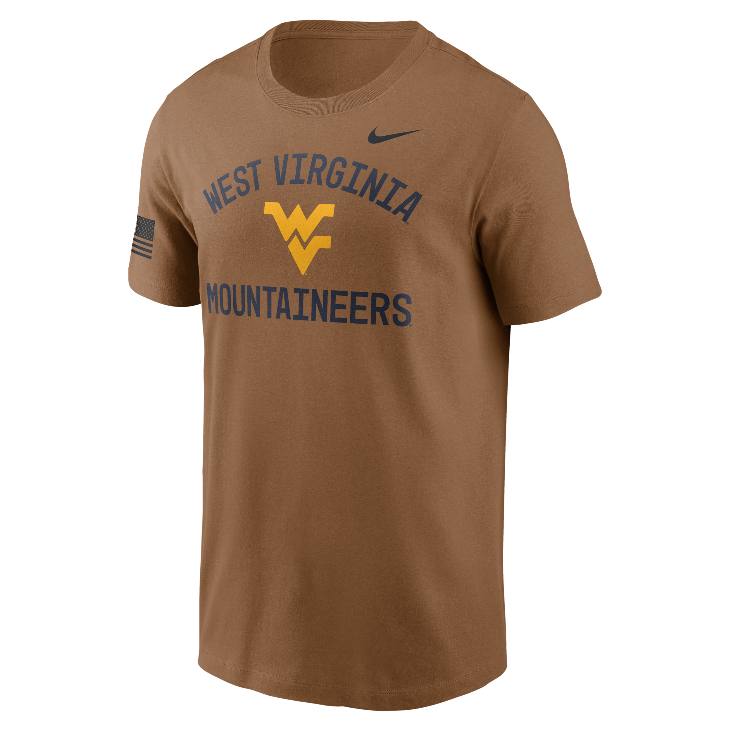 Nike Men's West Virginia University Military Appreciation School Arch Over Primary Logo Graphic T-shirt