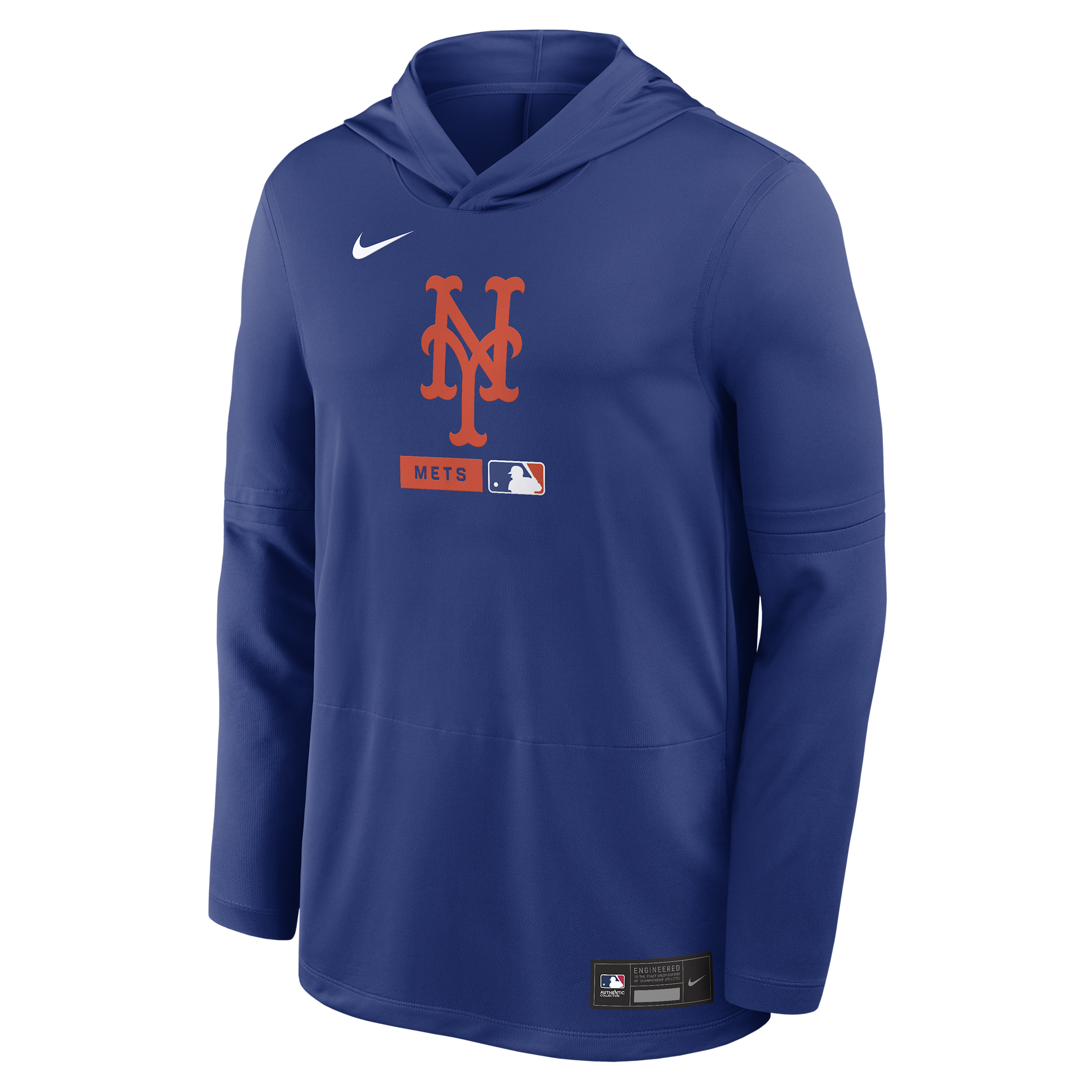 New York Mets Authentic Collection Nike Men's Dri-FIT MLB Long-Sleeve Hooded Top in Blue | 03B94EWNME-S9Q