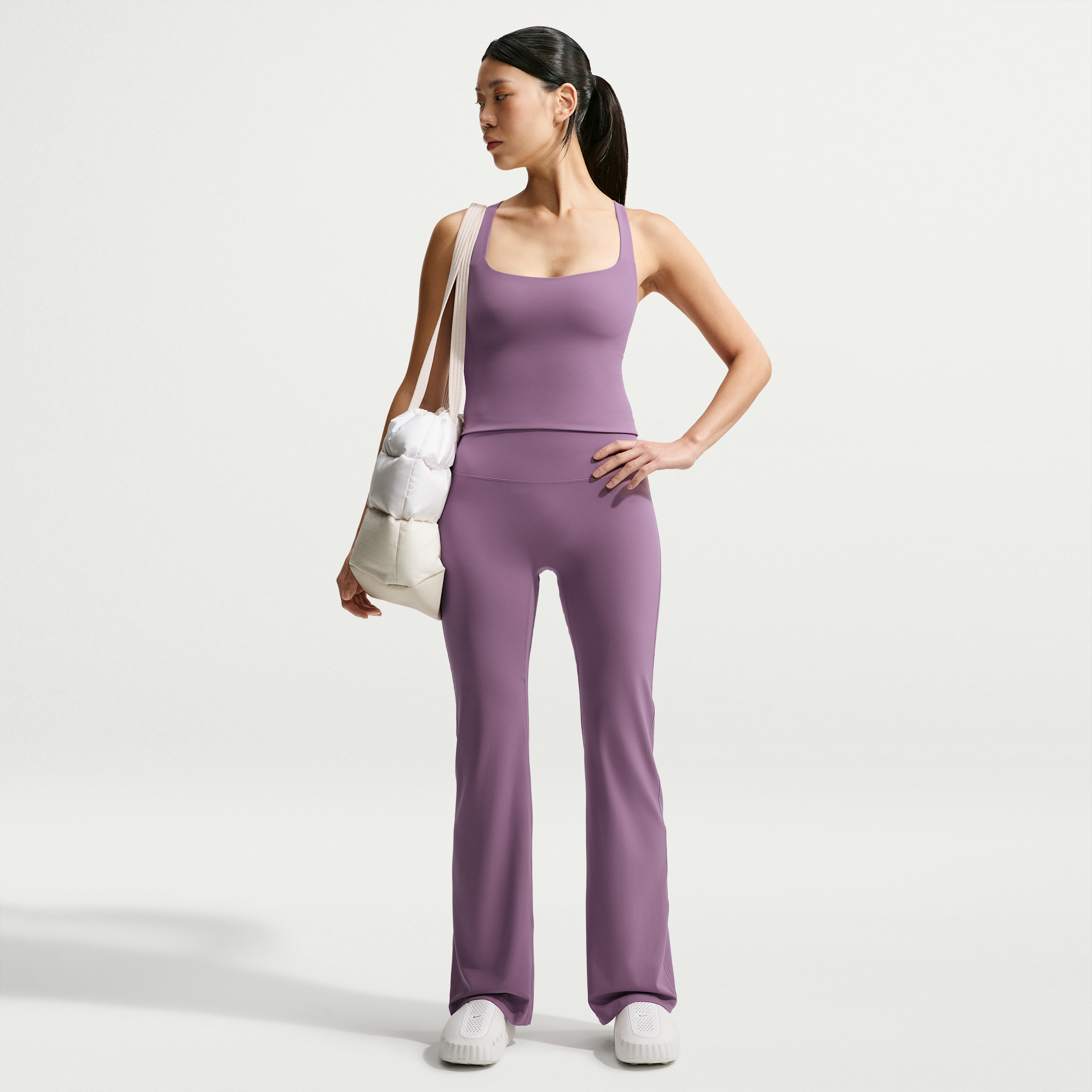 Nike Women's Zenvy High-waisted Flared Leggings With No Front Seam In Purple