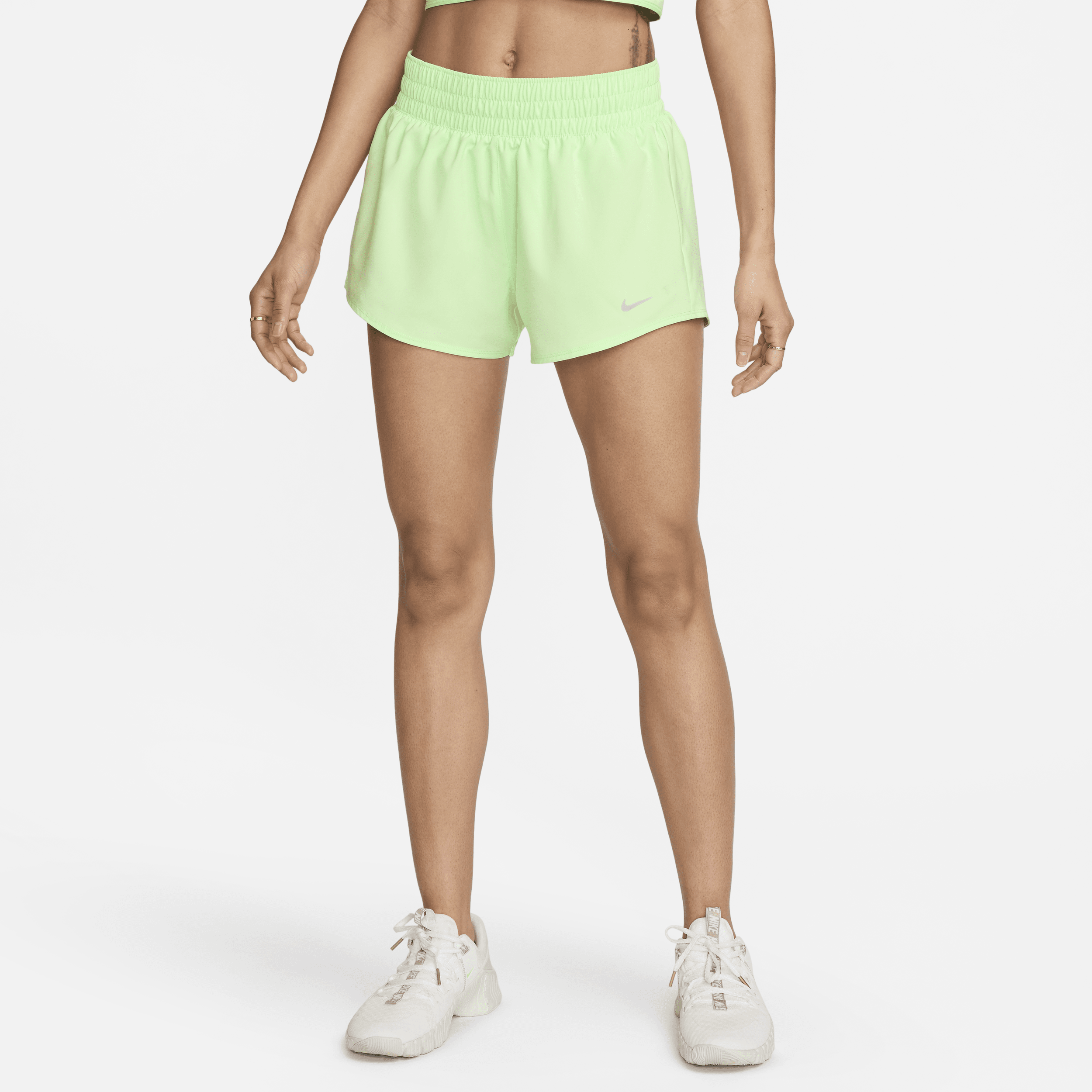 Shop Nike Women's One Dri-fit Mid-rise 3" Brief-lined Shorts In Green