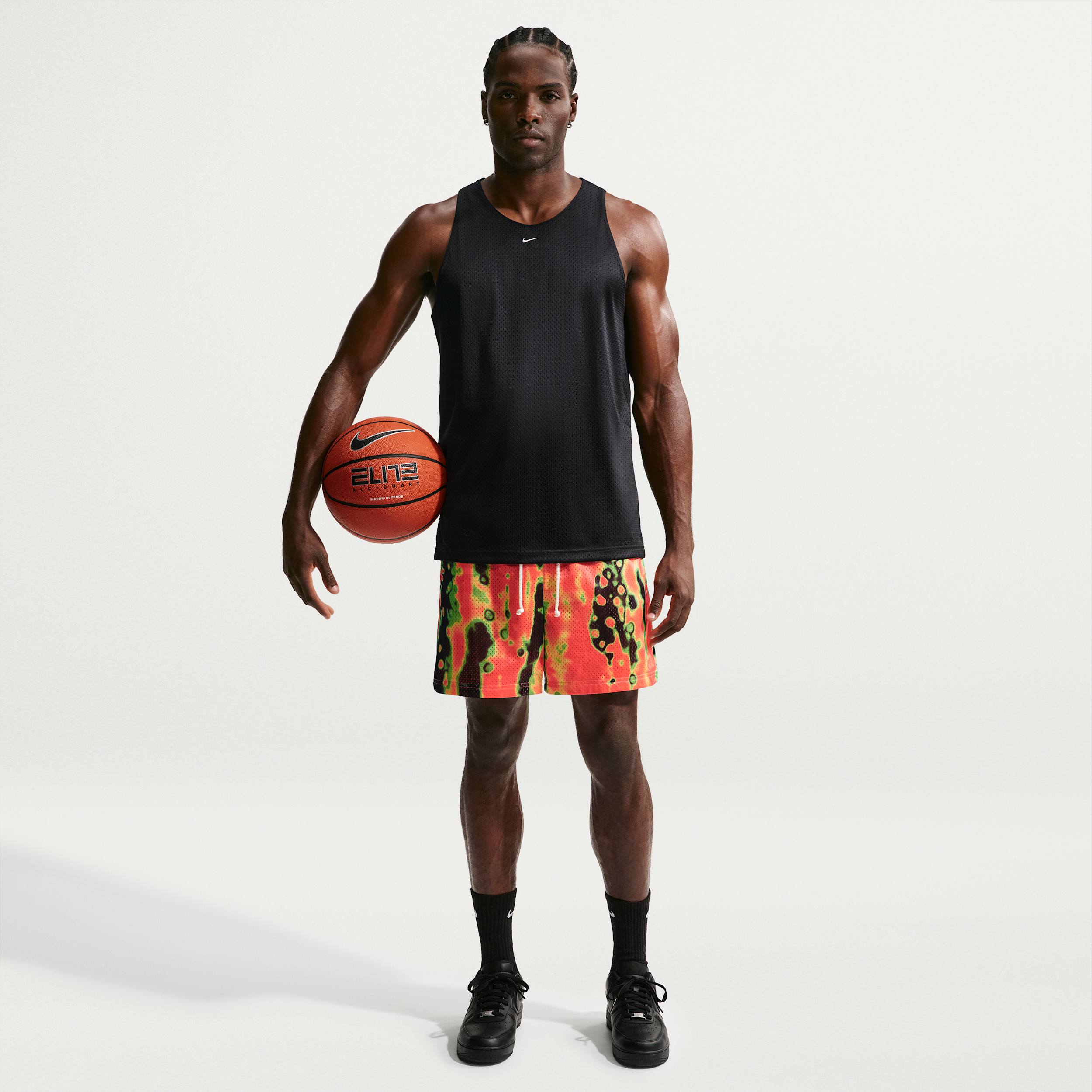 Nike Men's Dri-FIT Standard Issue Allover Print 5" Practice Mesh Short, Medium, Turf Orange