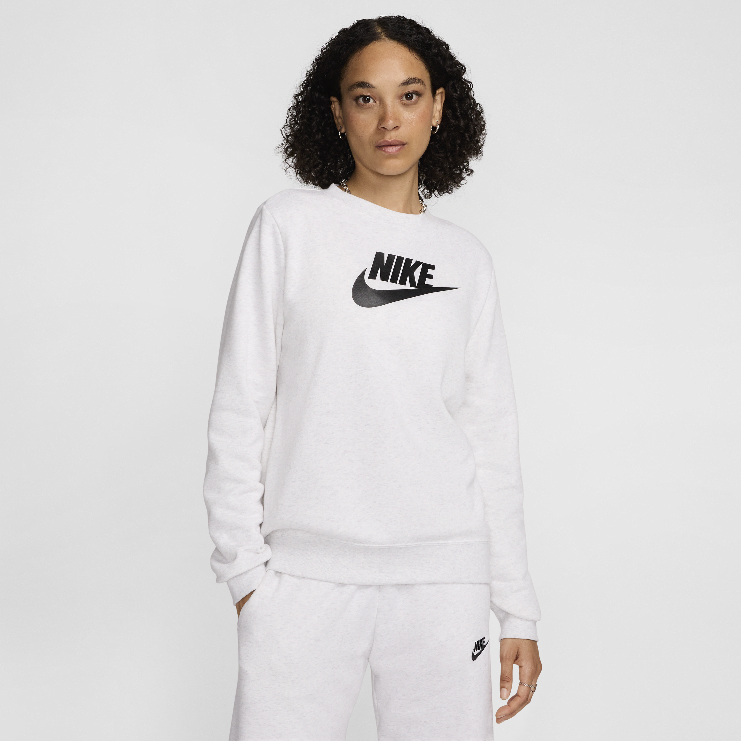 Nike Women's Sportswear Club Fleece Logo Crew-neck Sweatshirt In Brown