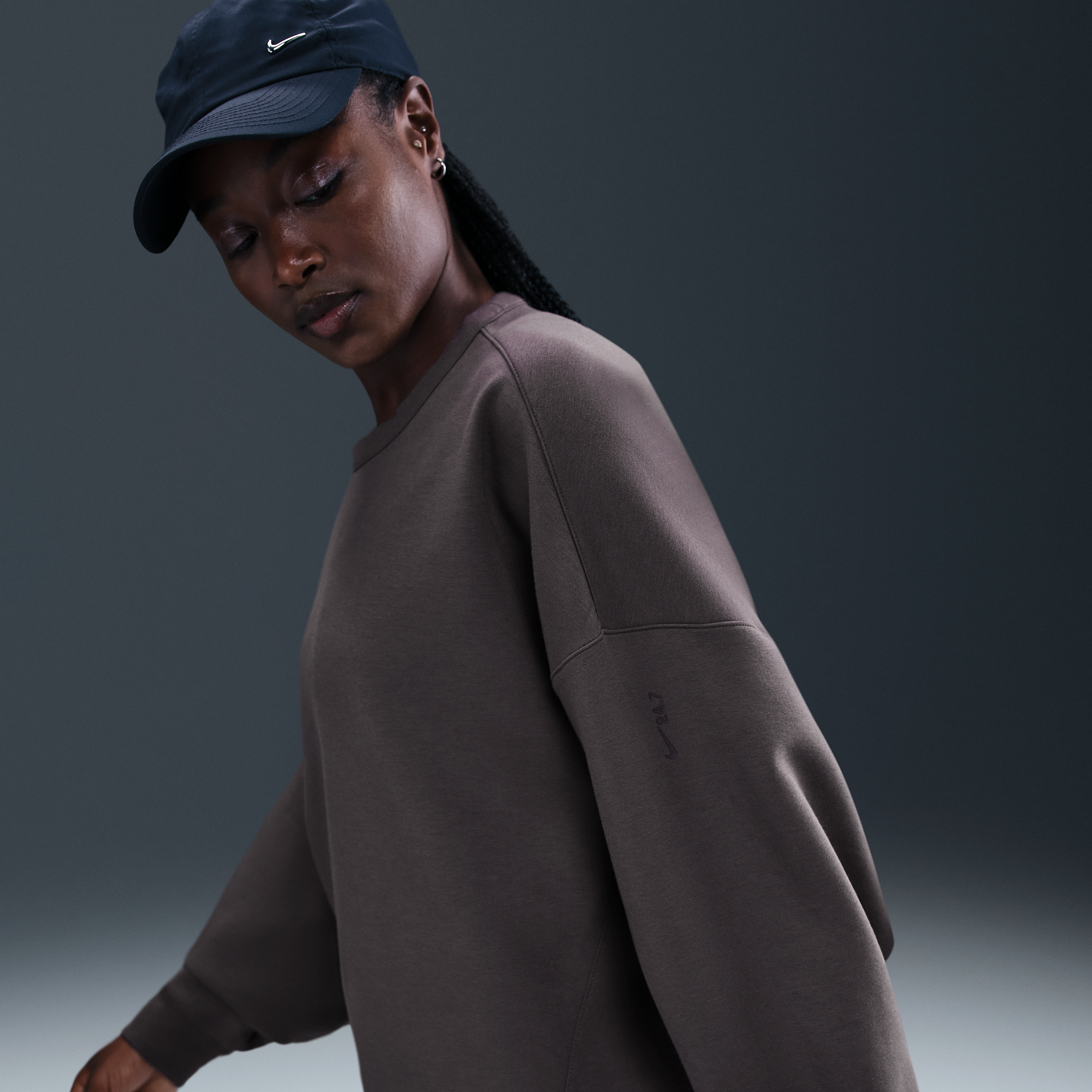 Nike Women's 24.7 Impossiblysoft Dri-fit Oversized Crew-neck Top In Multi